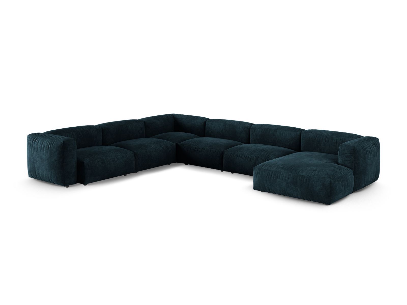 Velvet Modular Left Corner Sofa XL, "Martina", 6 Seats, 420x330x75
