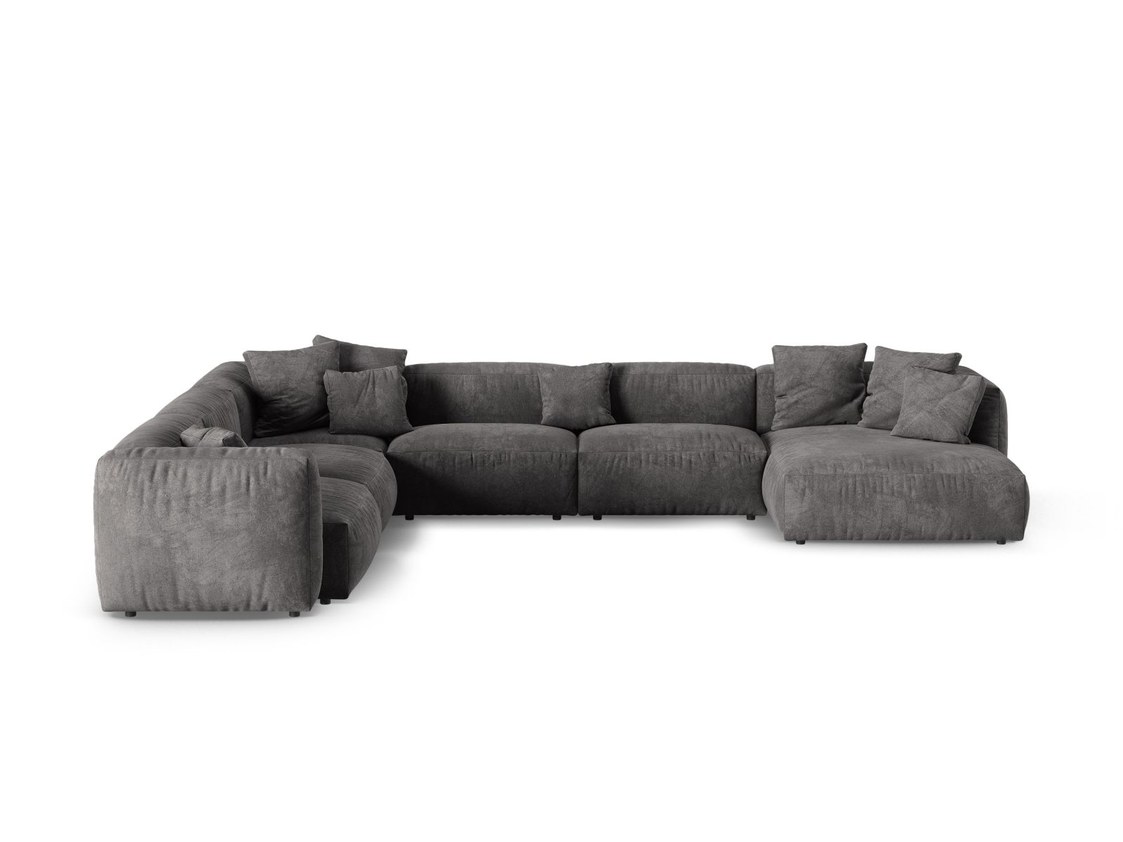 Velvet Modular Left Corner Sofa XL, "Martina", 6 Seats, 420x330x75