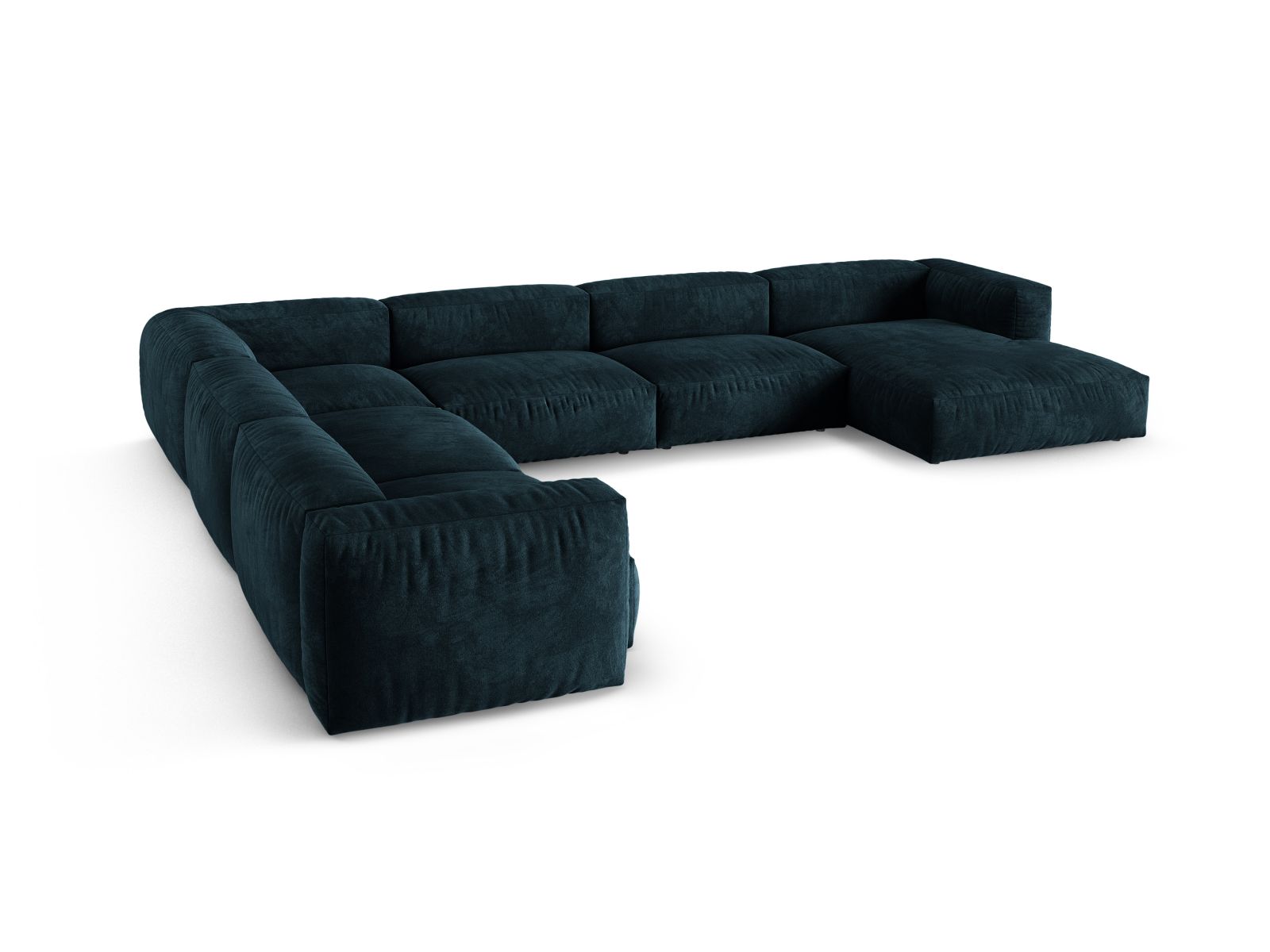 Velvet Modular Left Corner Sofa XL, "Martina", 6 Seats, 420x330x75