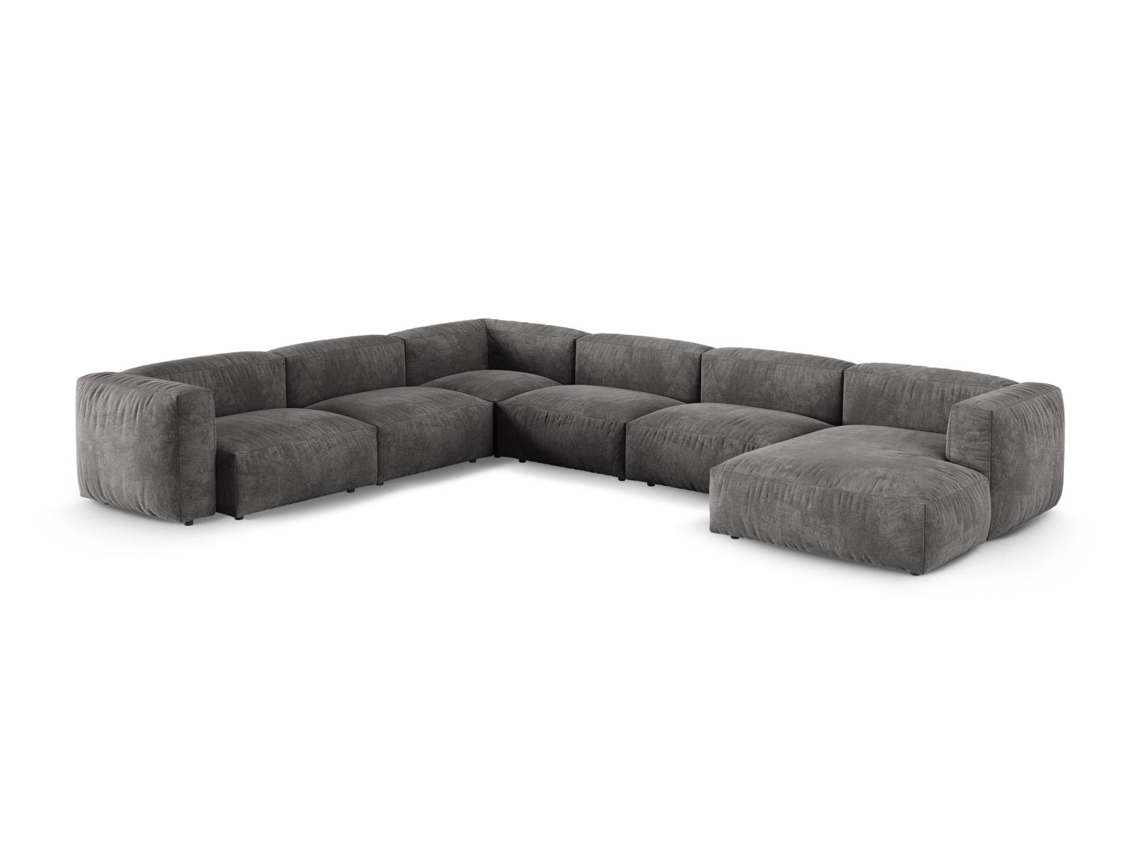 Velvet Modular Left Corner Sofa XL, "Martina", 6 Seats, 420x330x75