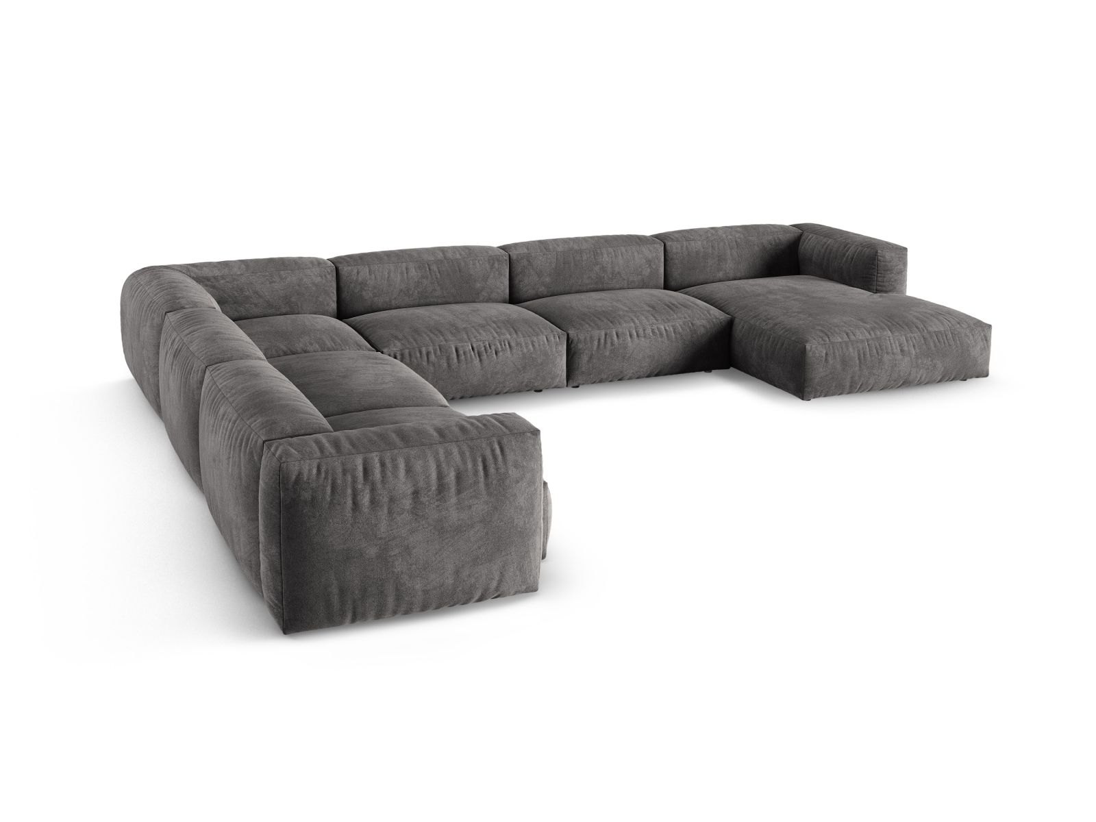 Velvet Modular Left Corner Sofa XL, "Martina", 6 Seats, 420x330x75