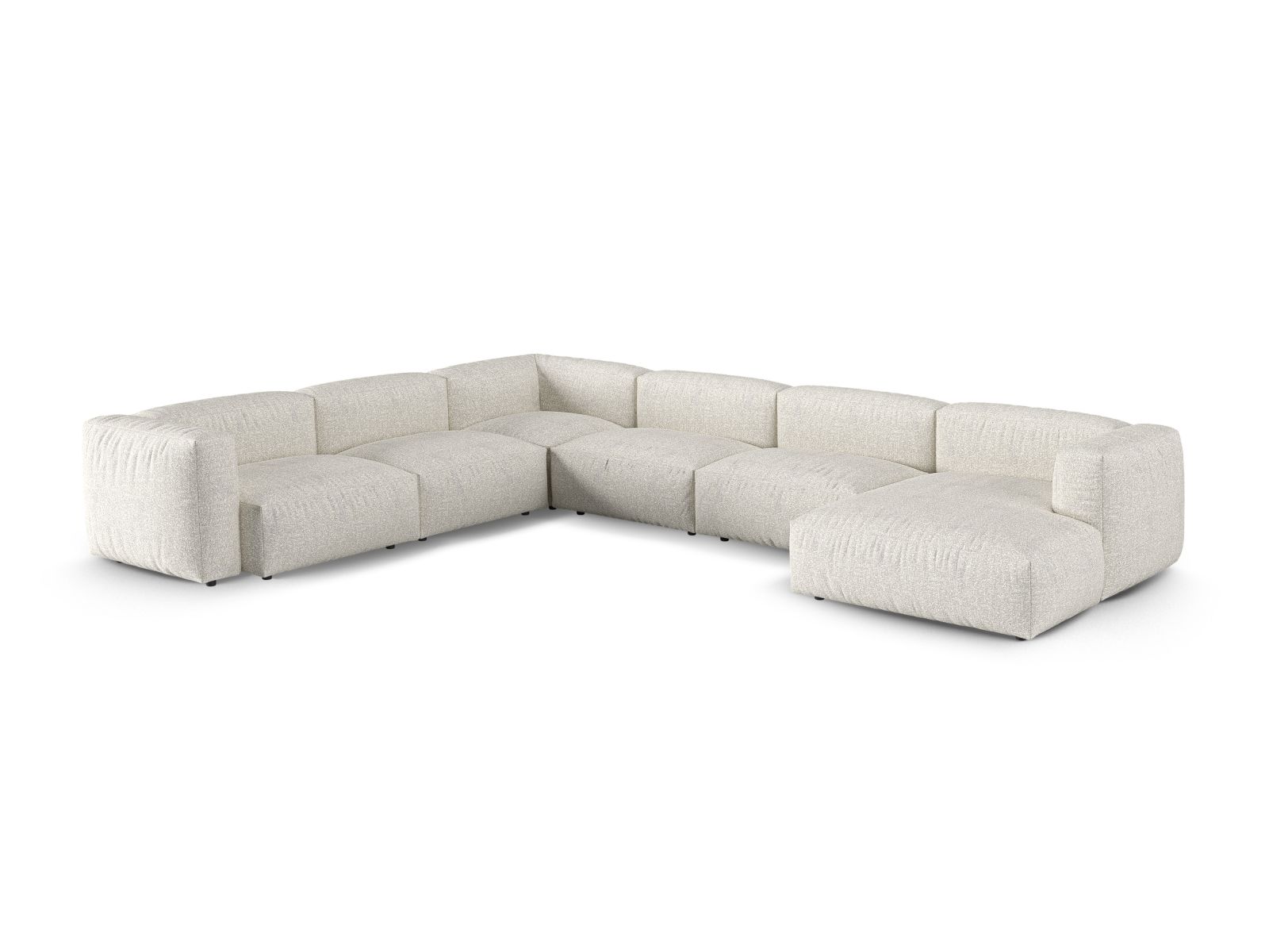 Boucle Modular Left Corner Sofa XL, "Martina", 6 Seats, 420x330x75