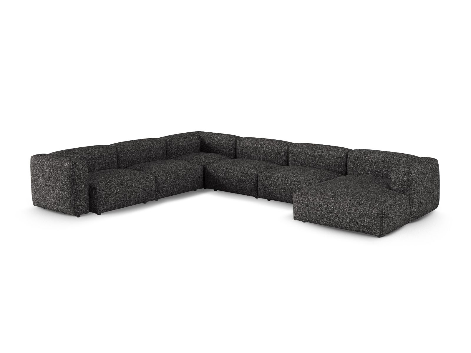 Boucle Modular Left Corner Sofa XL, "Martina", 6 Seats, 420x330x75