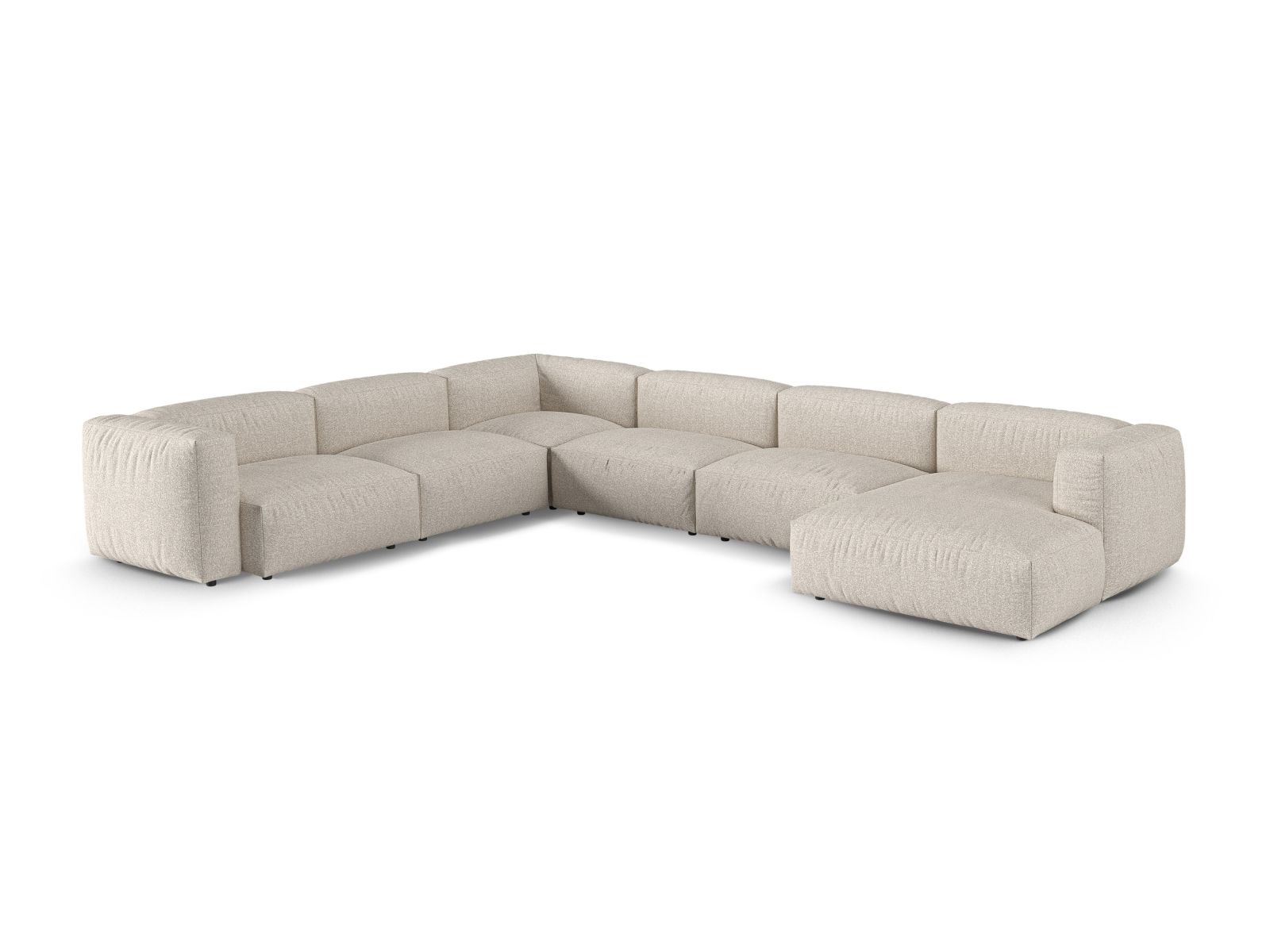 Boucle Modular Left Corner Sofa XL, "Martina", 6 Seats, 420x330x75