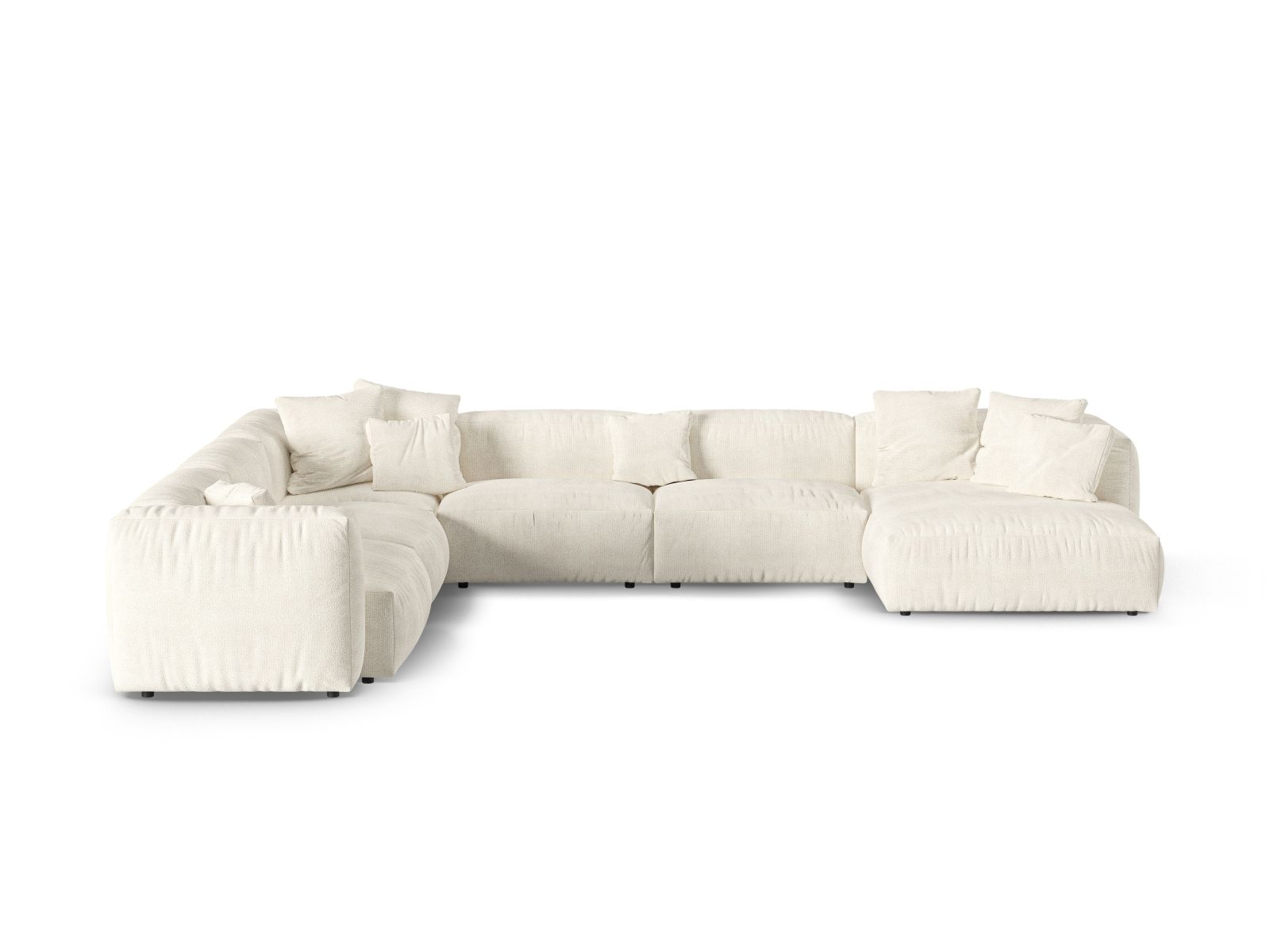 Boucle Modular Left Corner Sofa XL, "Martina", 6 Seats, 420x330x75