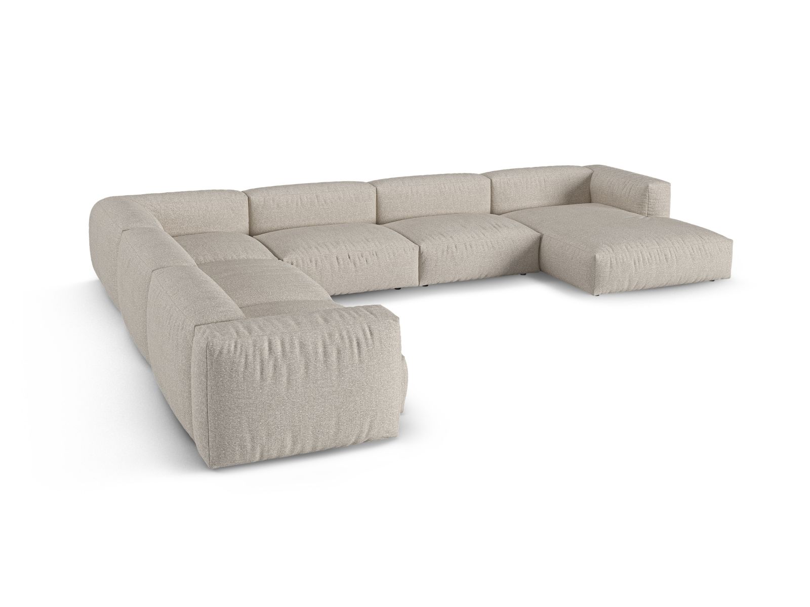 Boucle Modular Left Corner Sofa XL, "Martina", 6 Seats, 420x330x75