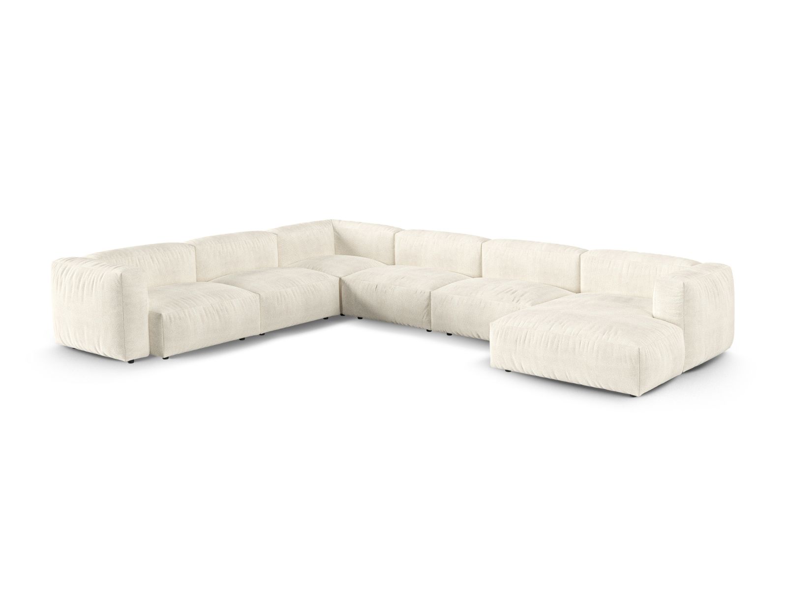 Boucle Modular Left Corner Sofa XL, "Martina", 6 Seats, 420x330x75