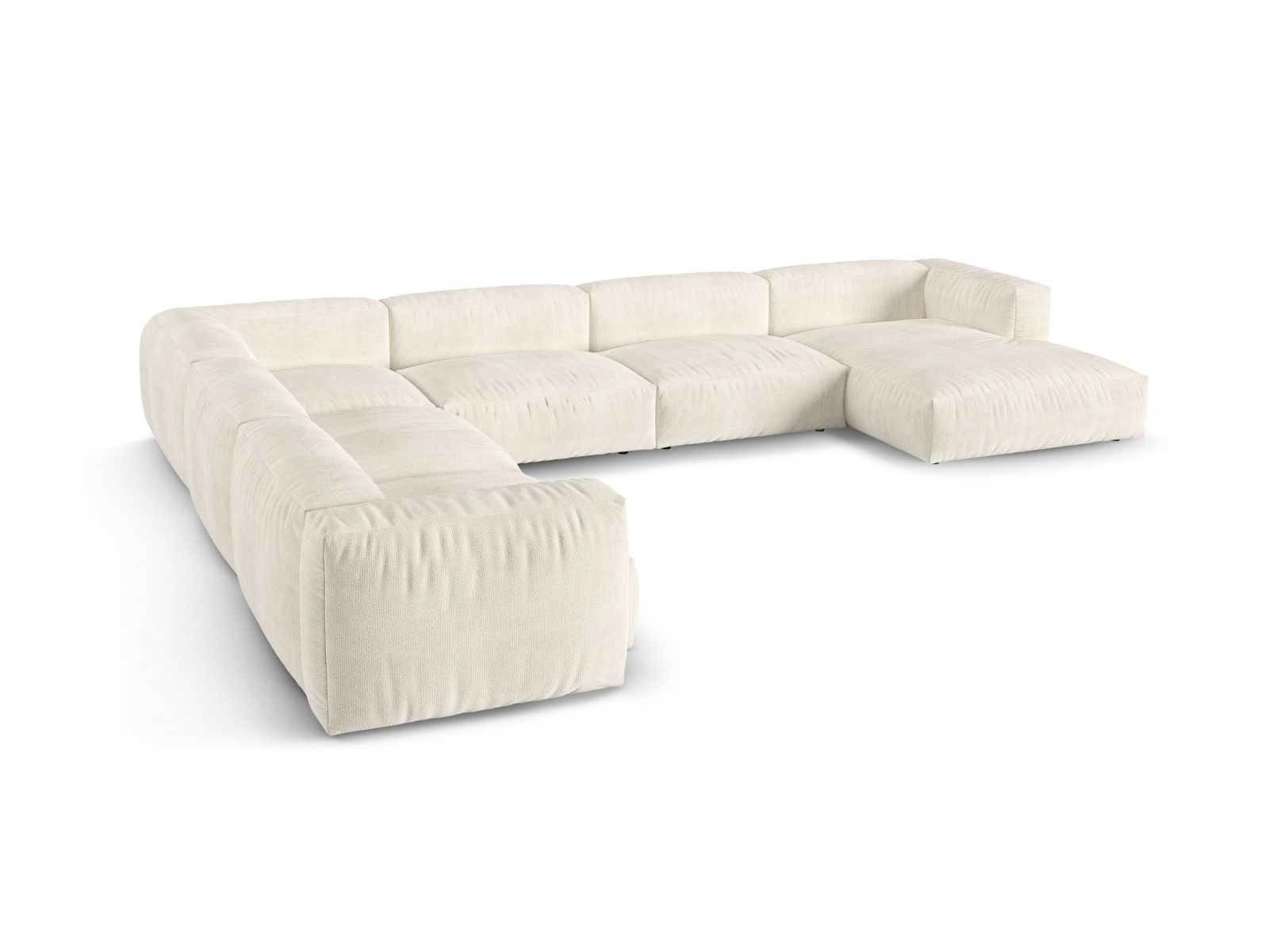 Boucle Modular Left Corner Sofa XL, "Martina", 6 Seats, 420x330x75