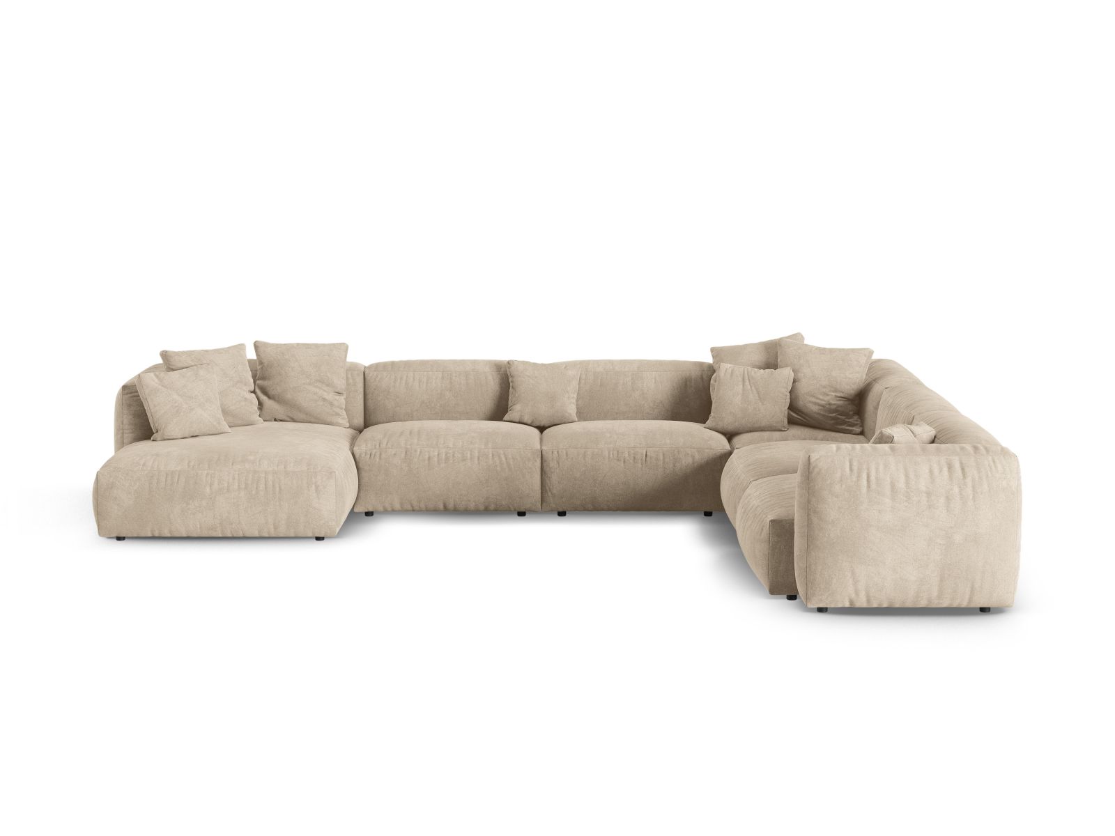 Velvet Modular Right Corner Sofa XL, "Martina", 6 Seats, 420x330x75
