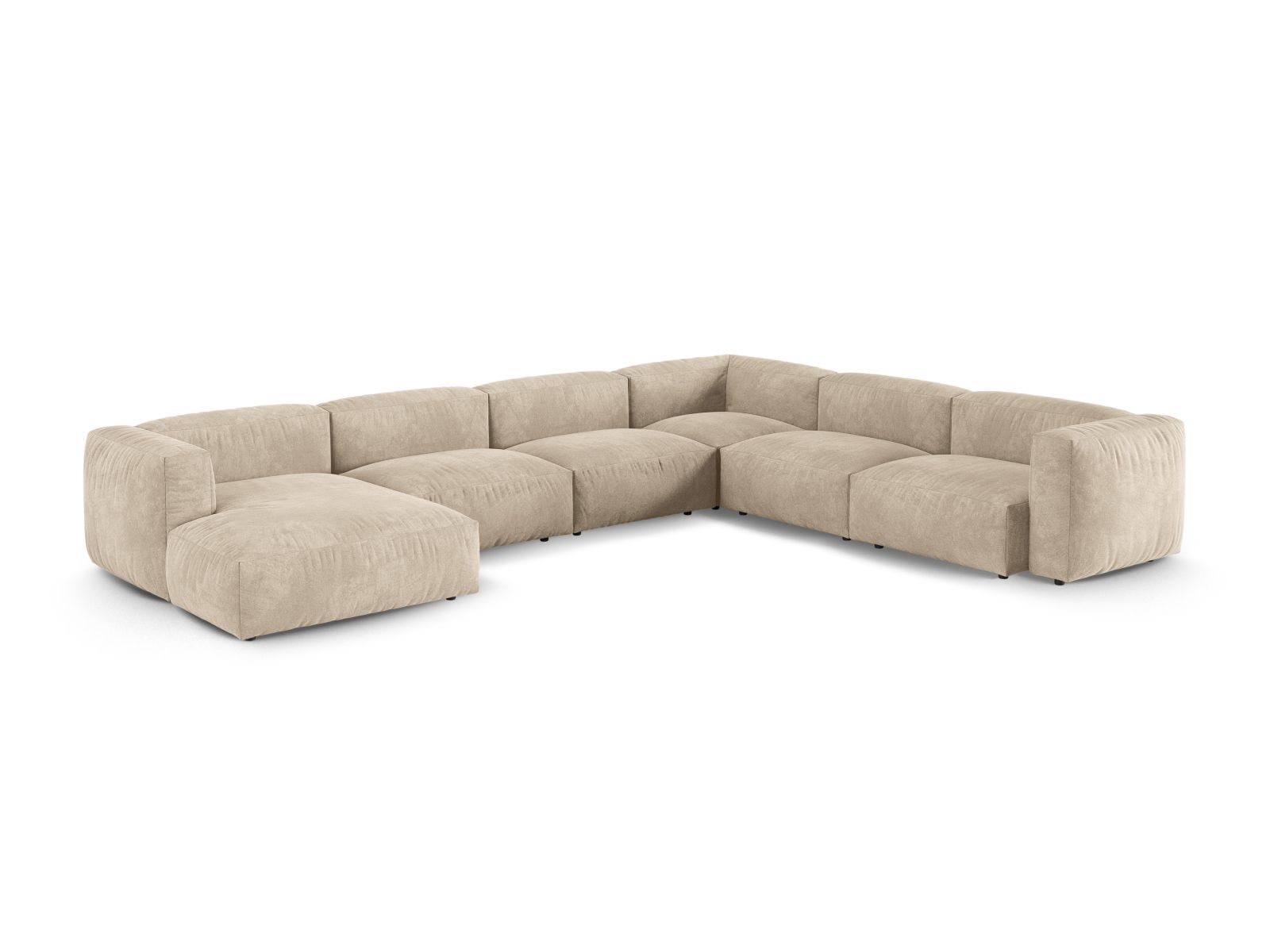 Velvet Modular Right Corner Sofa XL, "Martina", 6 Seats, 420x330x75