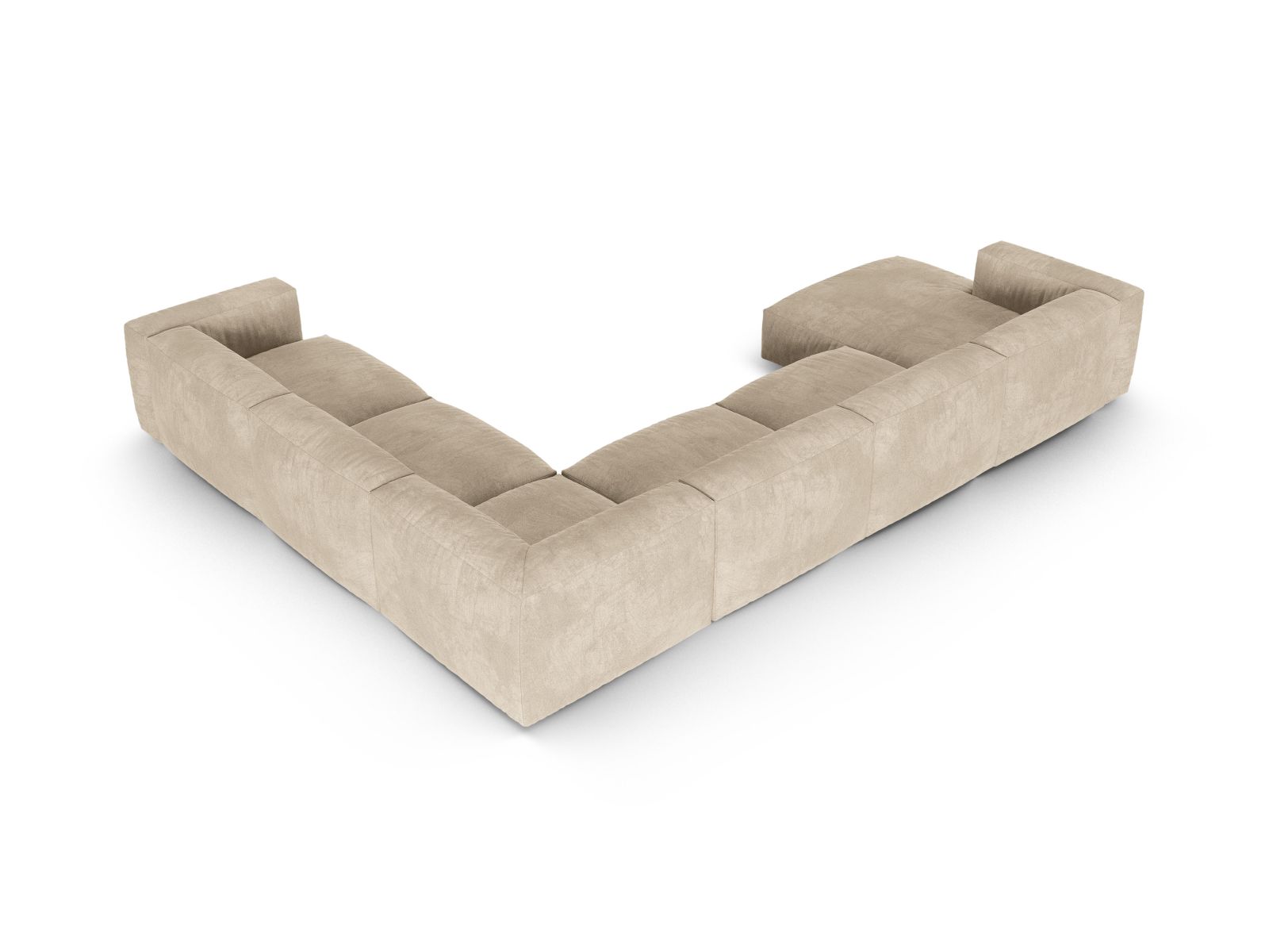 Velvet Modular Right Corner Sofa XL, "Martina", 6 Seats, 420x330x75