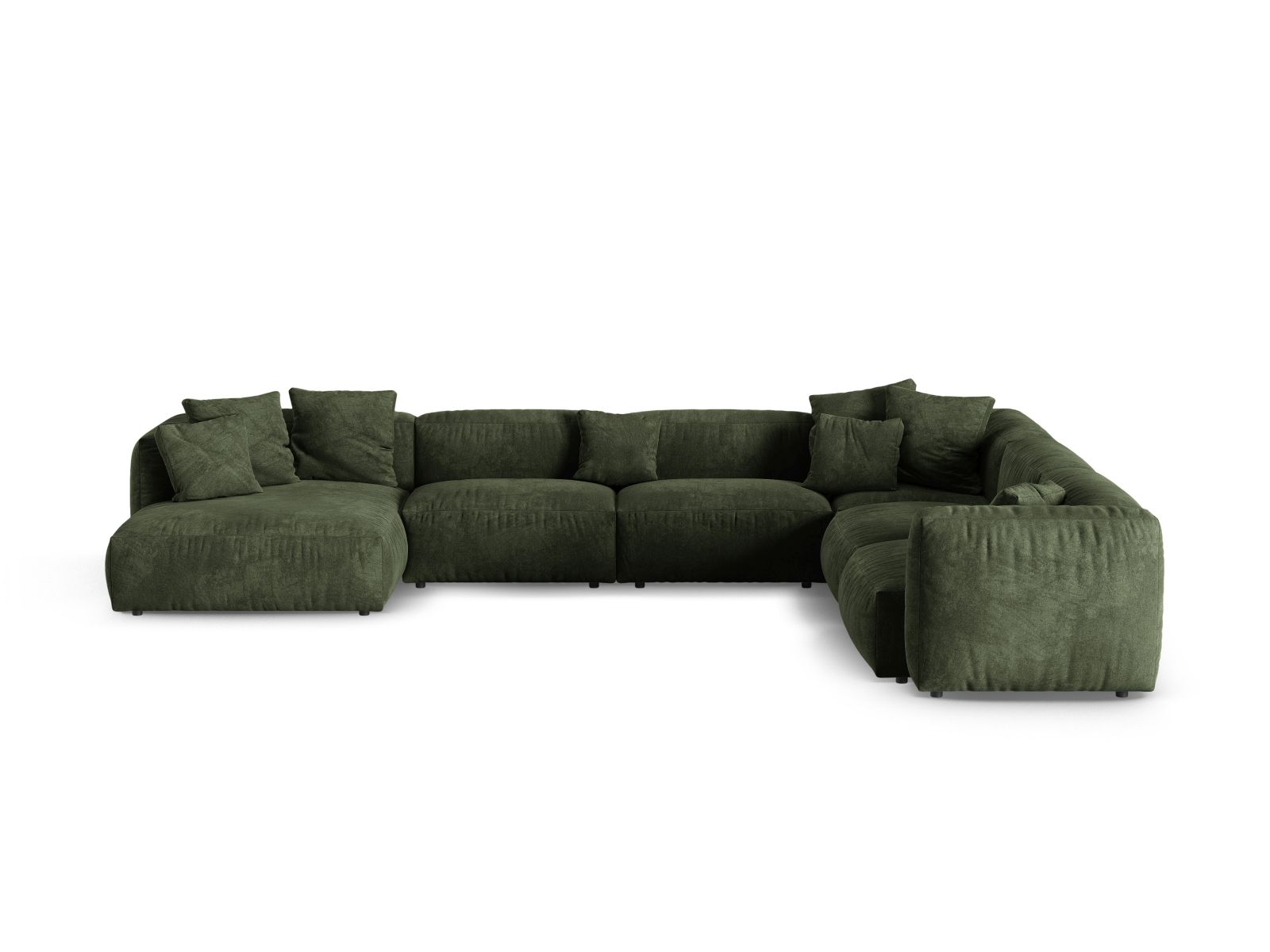 Velvet Modular Right Corner Sofa XL, "Martina", 6 Seats, 420x330x75