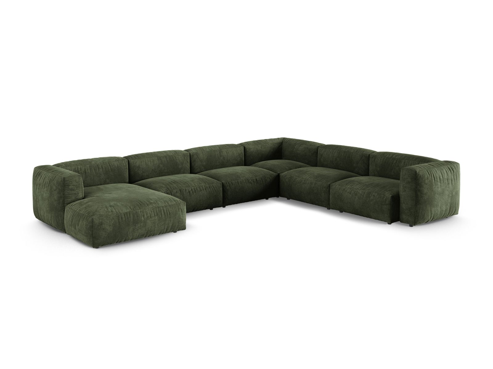 Velvet Modular Right Corner Sofa XL, "Martina", 6 Seats, 420x330x75