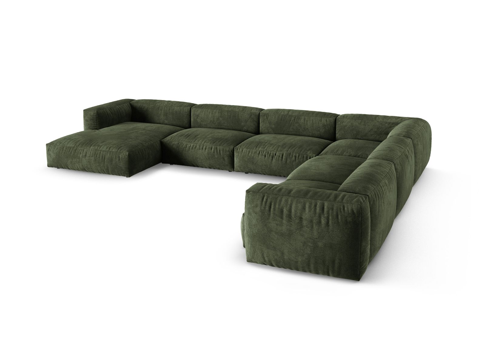 Velvet Modular Right Corner Sofa XL, "Martina", 6 Seats, 420x330x75