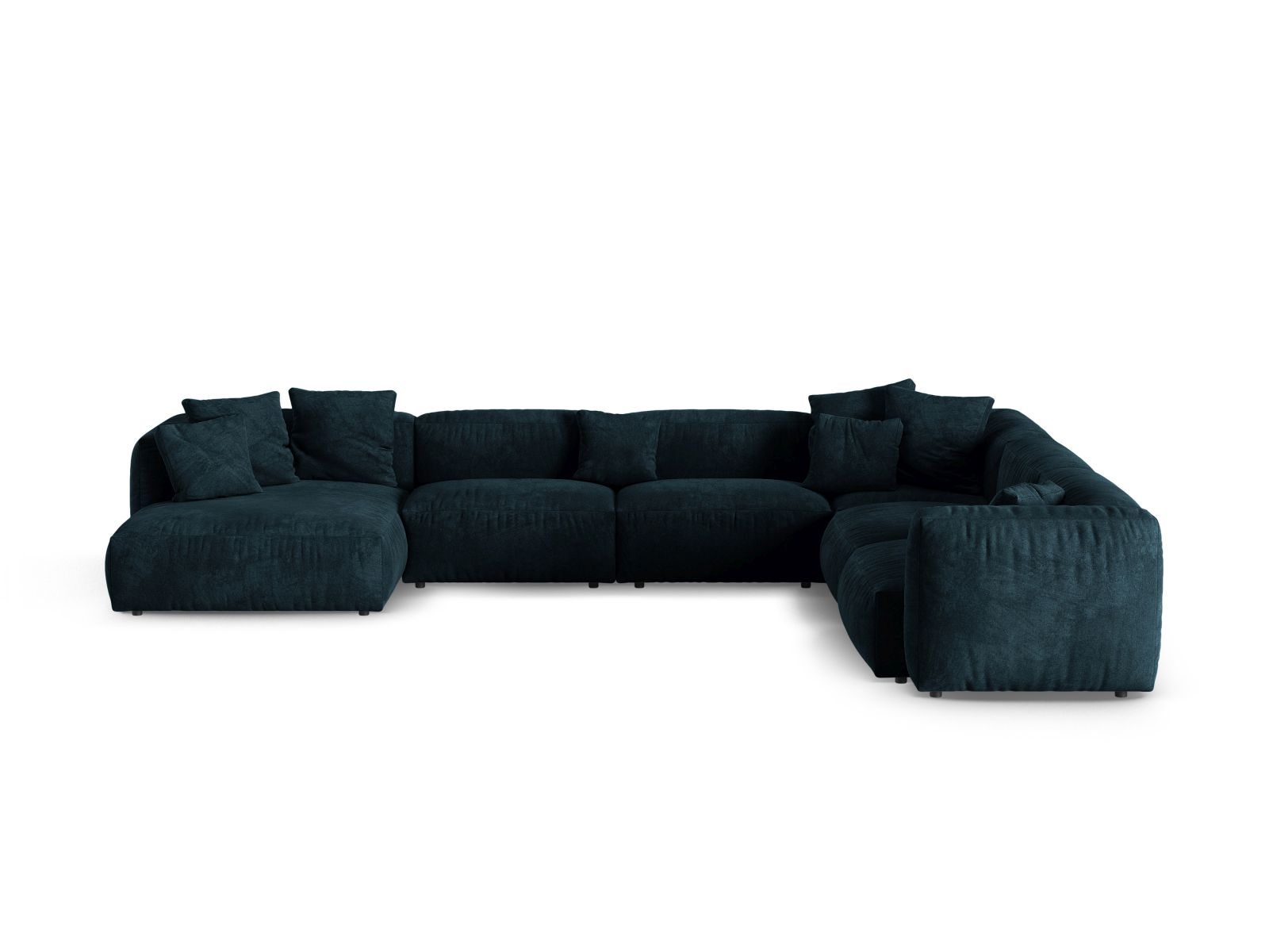 Velvet Modular Right Corner Sofa XL, "Martina", 6 Seats, 420x330x75