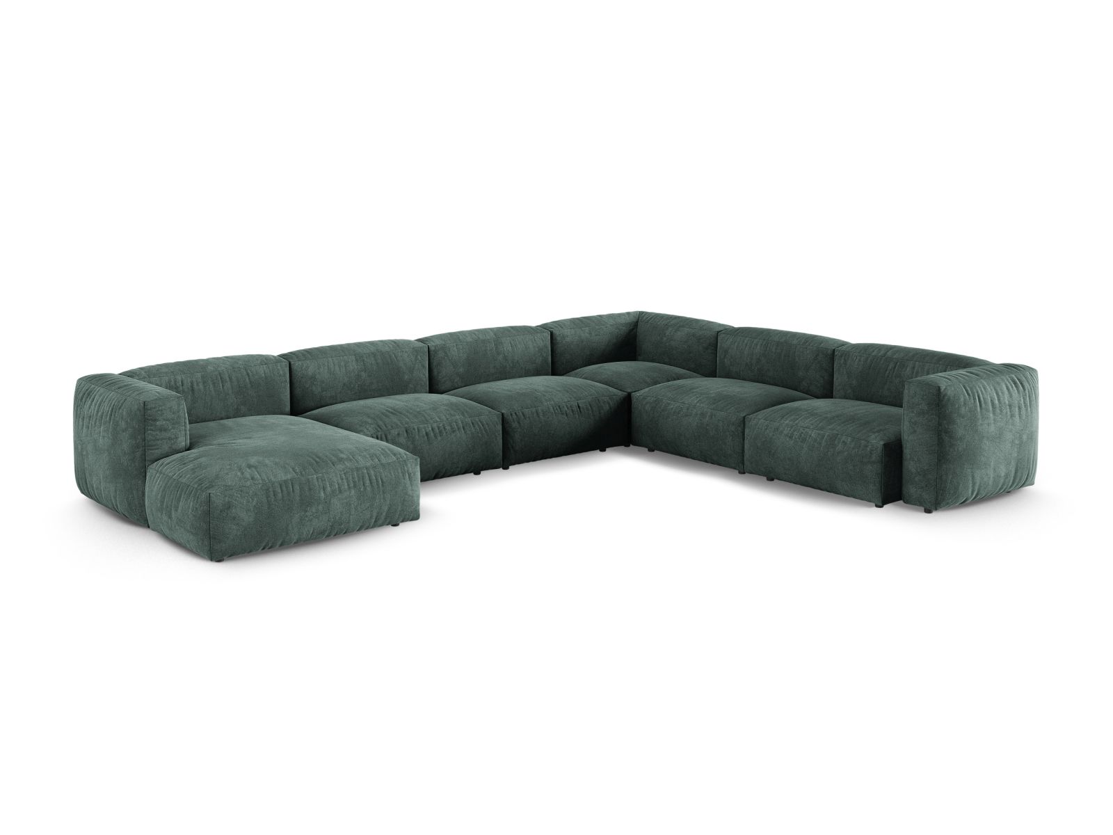 Velvet Modular Right Corner Sofa XL, "Martina", 6 Seats, 420x330x75