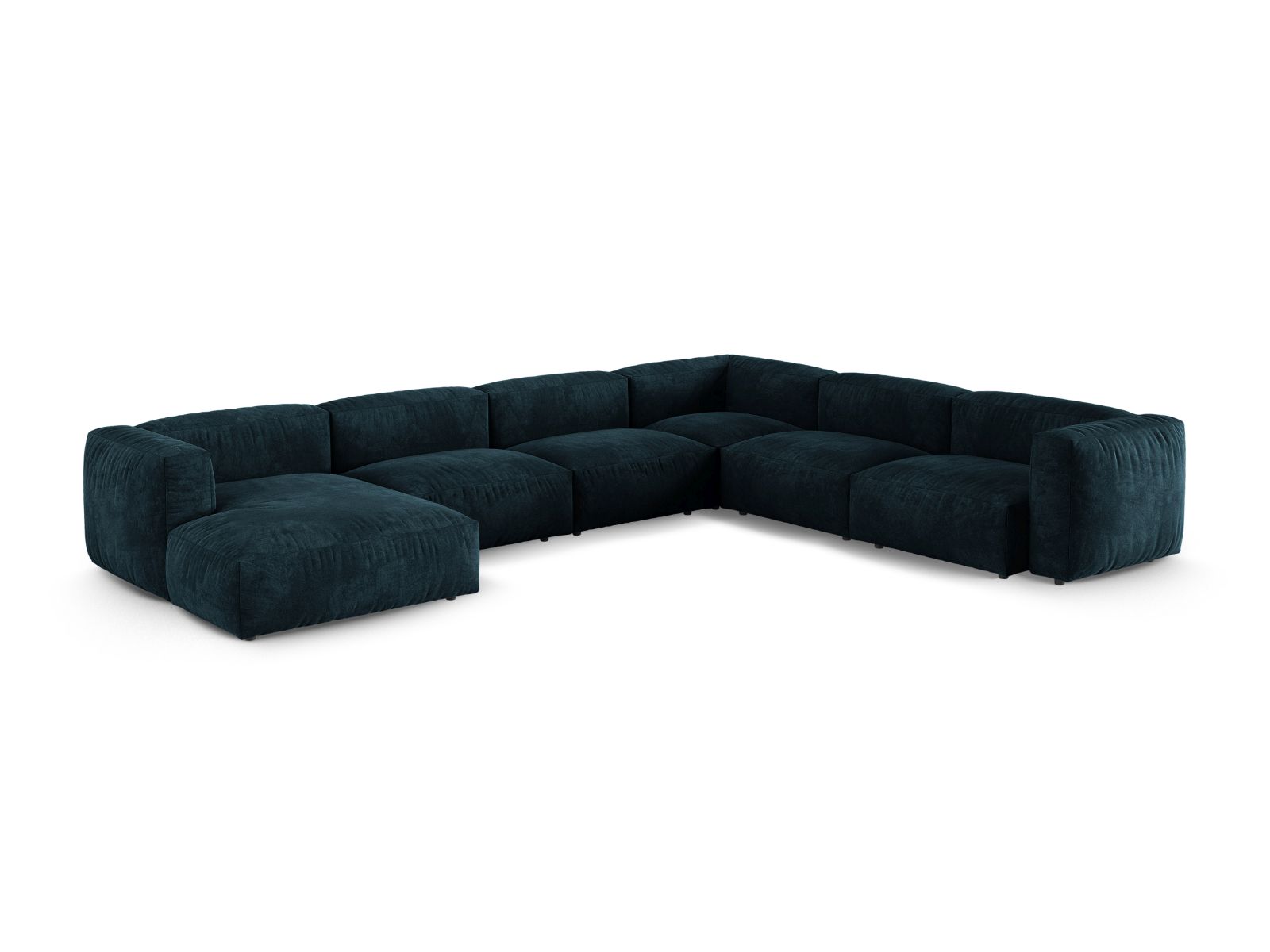 Velvet Modular Right Corner Sofa XL, "Martina", 6 Seats, 420x330x75