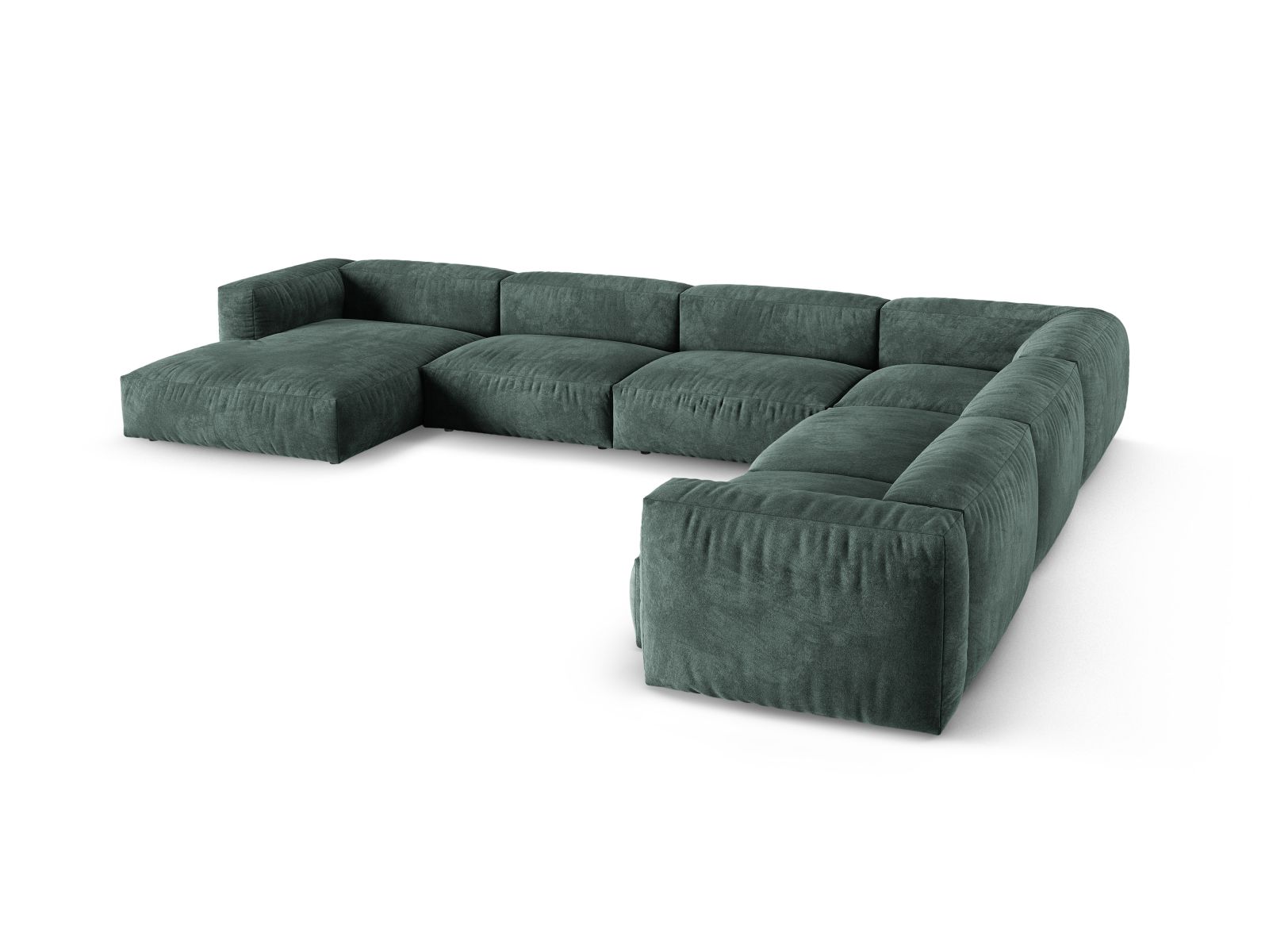 Velvet Modular Right Corner Sofa XL, "Martina", 6 Seats, 420x330x75