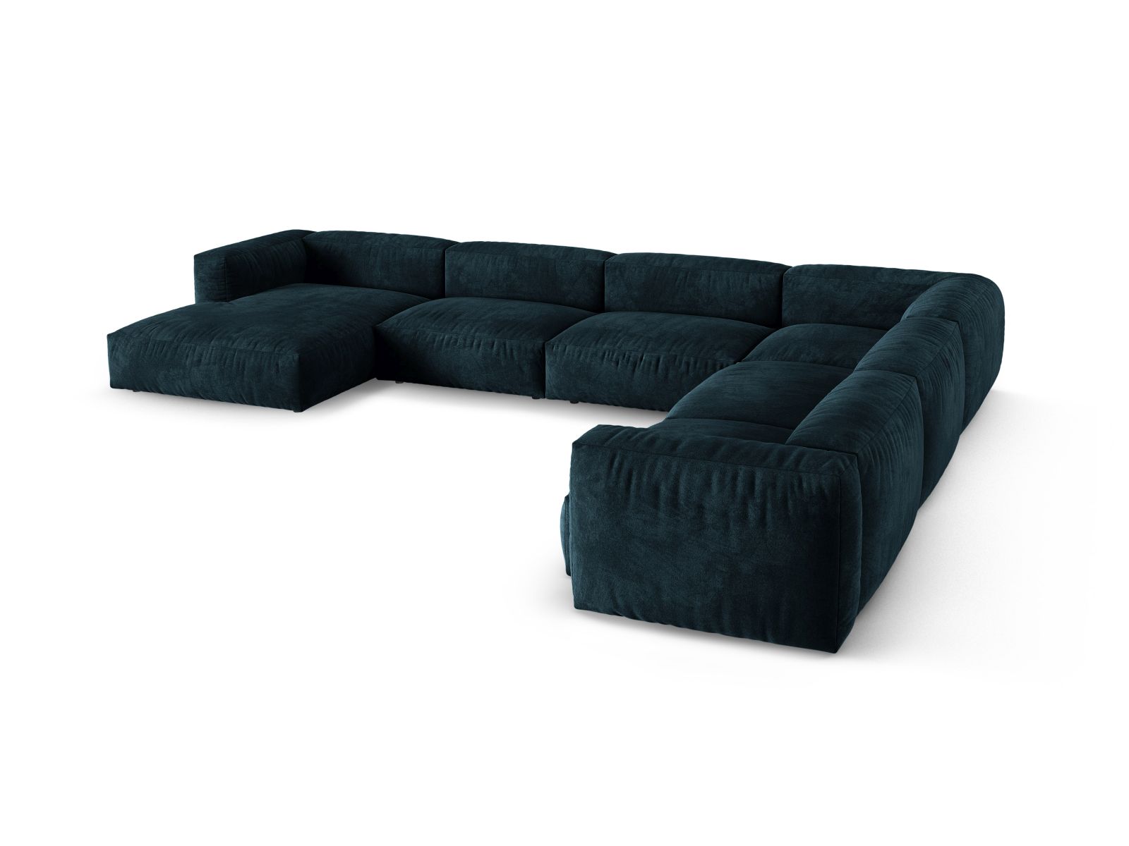 Velvet Modular Right Corner Sofa XL, "Martina", 6 Seats, 420x330x75