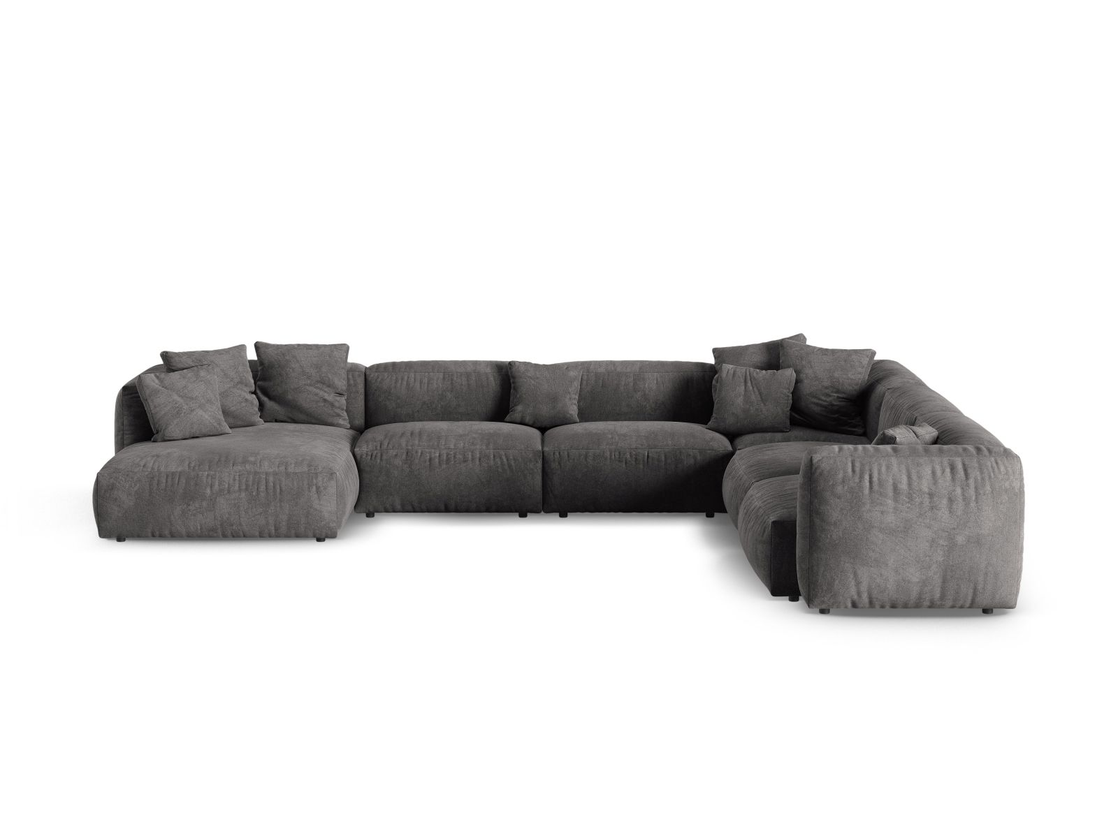 Velvet Modular Right Corner Sofa XL, "Martina", 6 Seats, 420x330x75