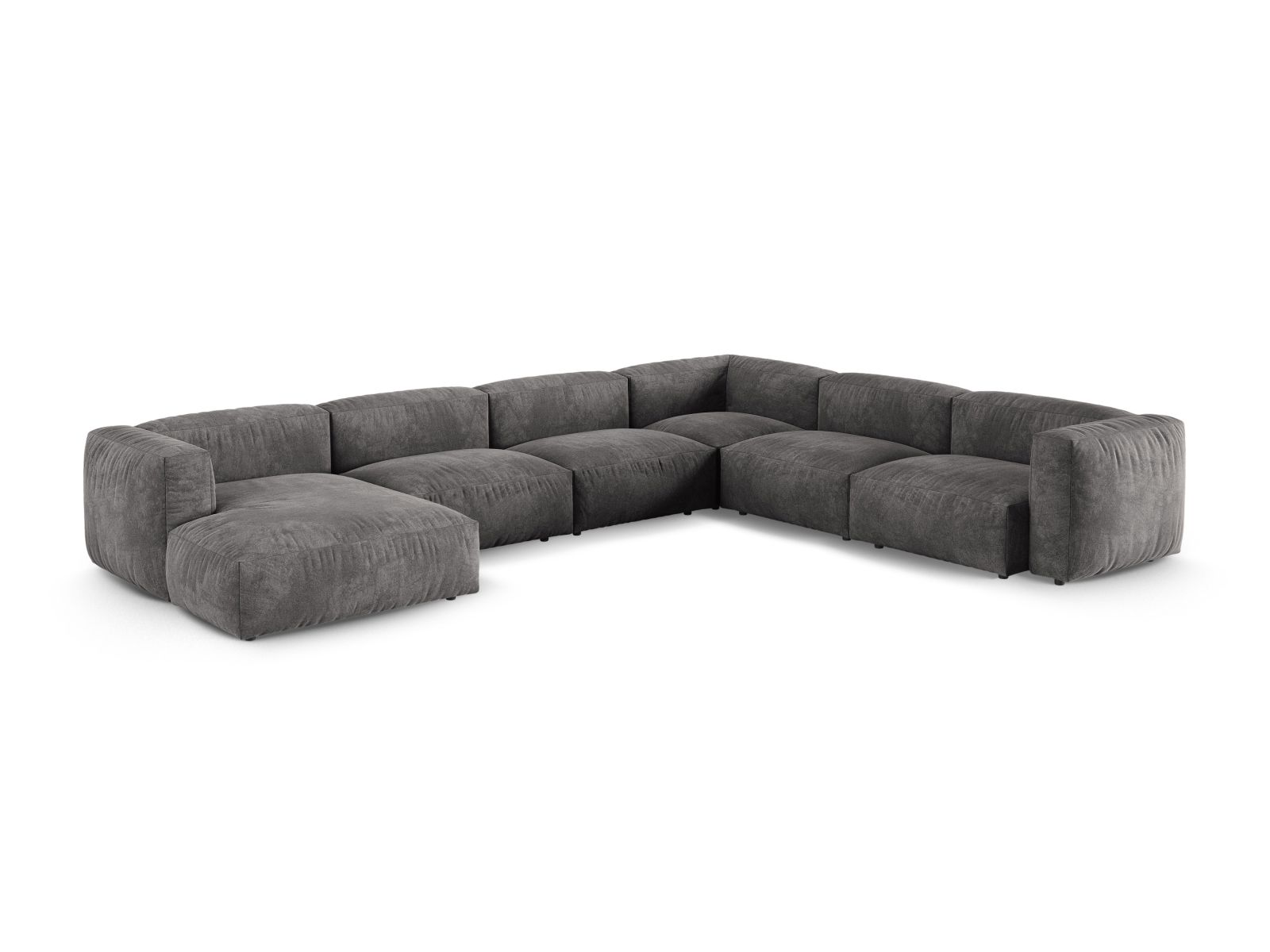 Velvet Modular Right Corner Sofa XL, "Martina", 6 Seats, 420x330x75