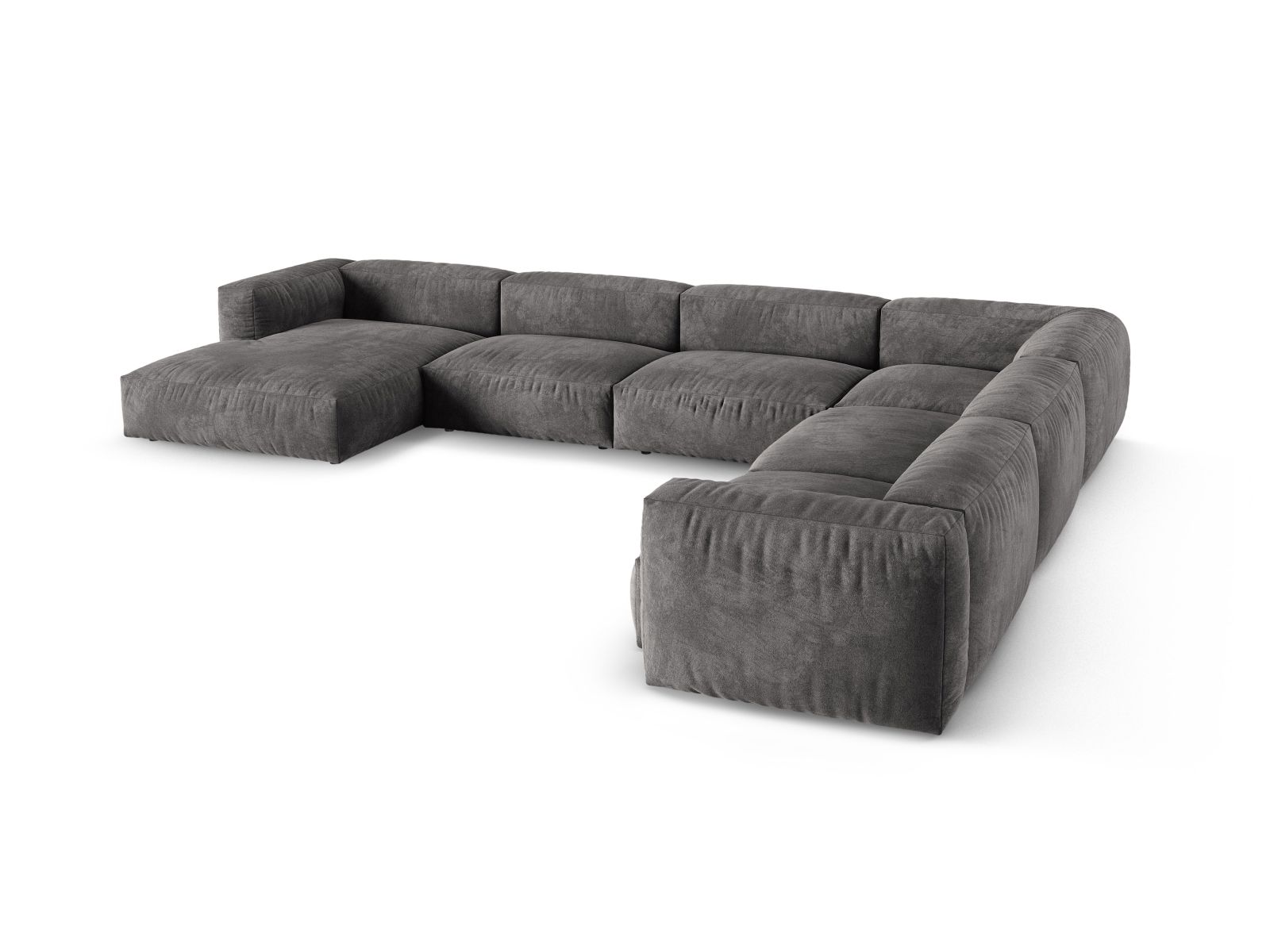 Velvet Modular Right Corner Sofa XL, "Martina", 6 Seats, 420x330x75
