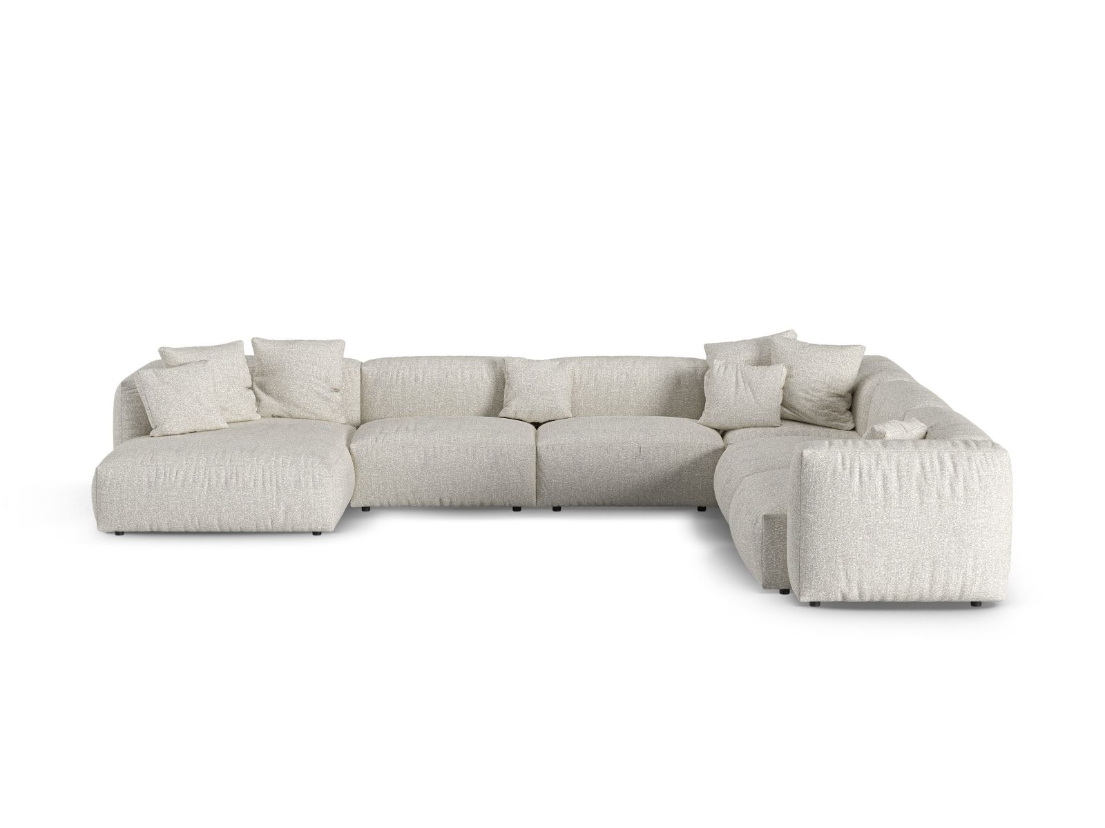 Boucle Modular Right Corner Sofa XL, "Martina", 6 Seats, 420x330x75