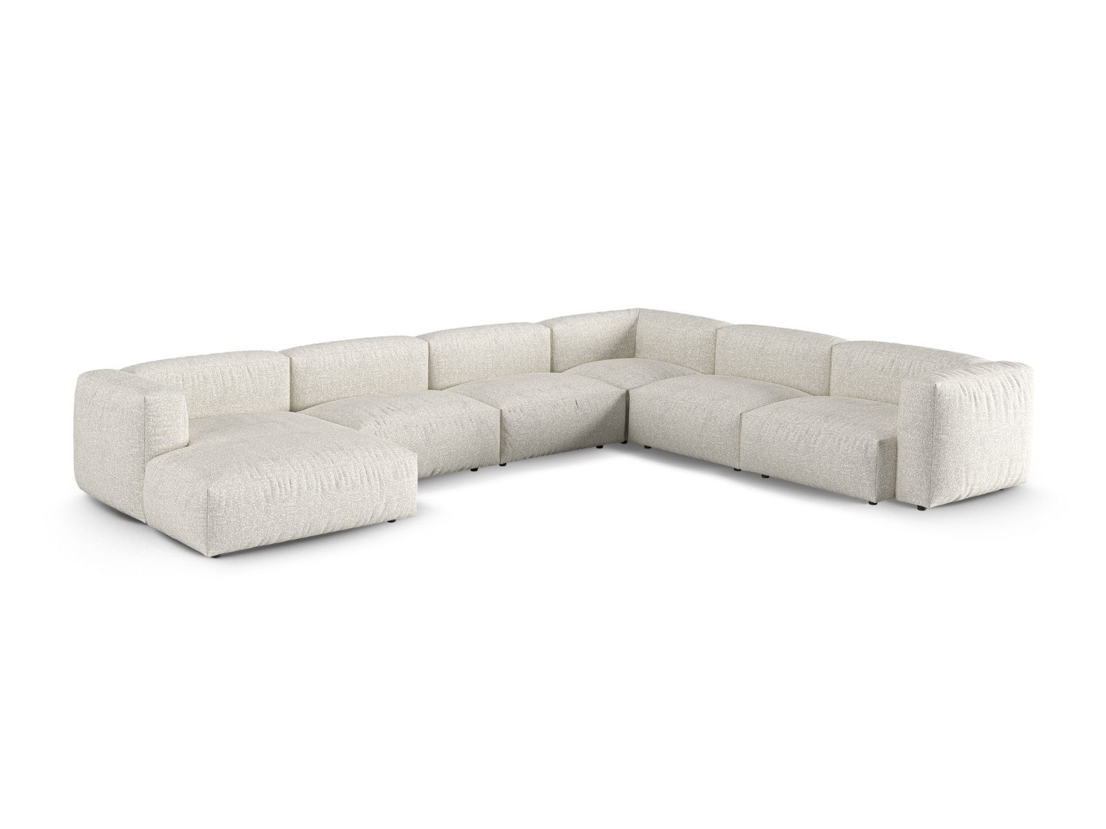 Boucle Modular Right Corner Sofa XL, "Martina", 6 Seats, 420x330x75