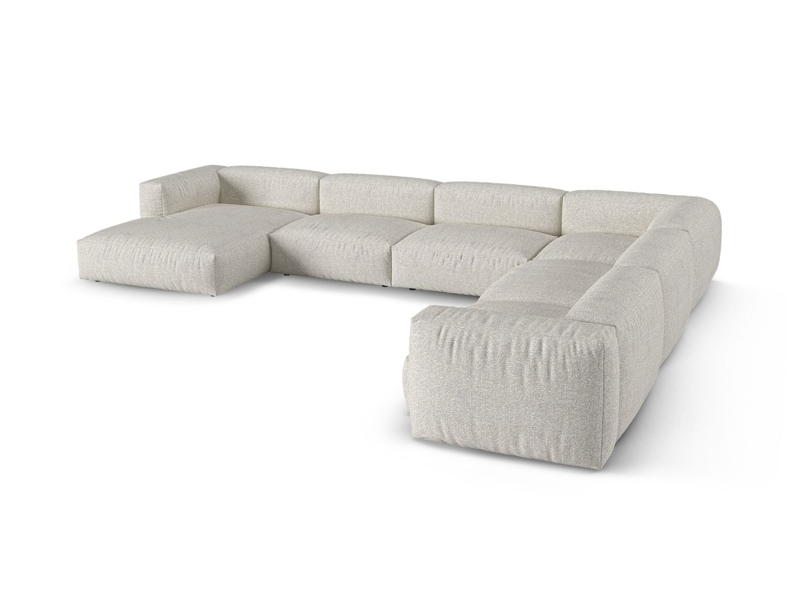 Boucle Modular Right Corner Sofa XL, "Martina", 6 Seats, 420x330x75