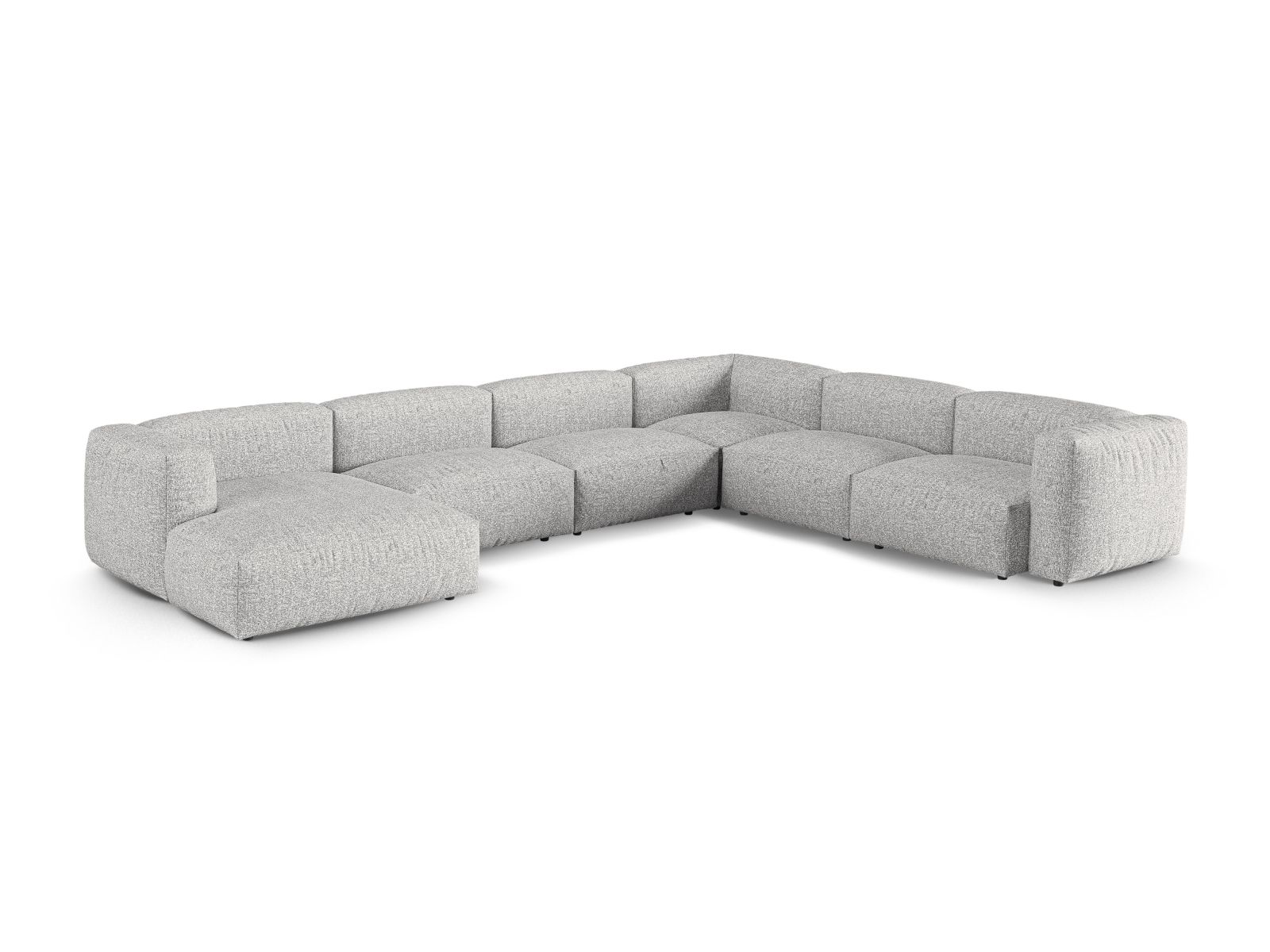 Boucle Modular Right Corner Sofa XL, "Martina", 6 Seats, 420x330x75