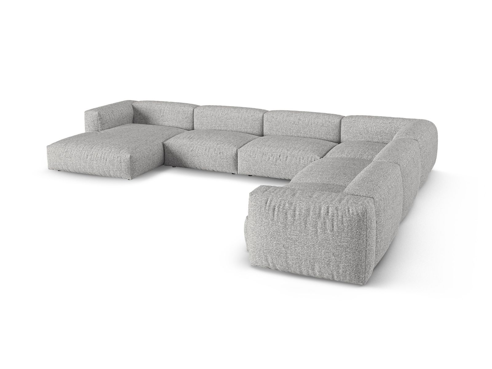 Boucle Modular Right Corner Sofa XL, "Martina", 6 Seats, 420x330x75