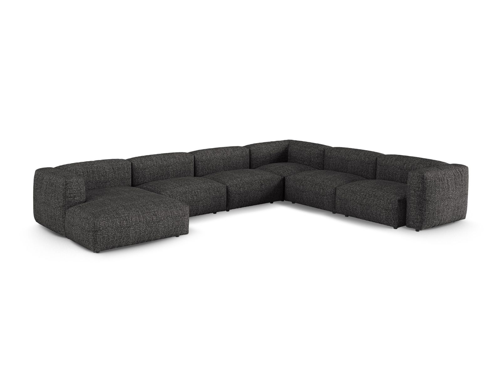 Boucle Modular Right Corner Sofa XL, "Martina", 6 Seats, 420x330x75