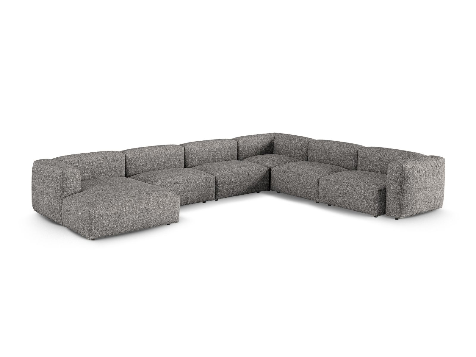 Boucle Modular Right Corner Sofa XL, "Martina", 6 Seats, 420x330x75