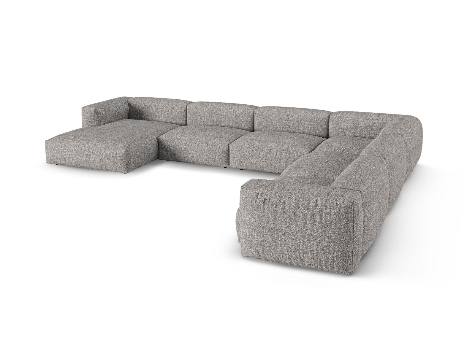 Boucle Modular Right Corner Sofa XL, "Martina", 6 Seats, 420x330x75