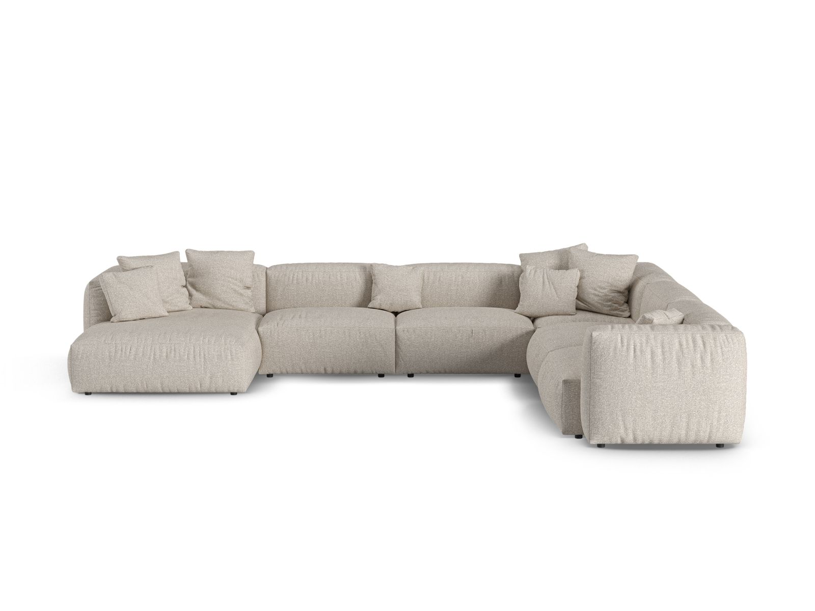 Boucle Modular Right Corner Sofa XL, "Martina", 6 Seats, 420x330x75