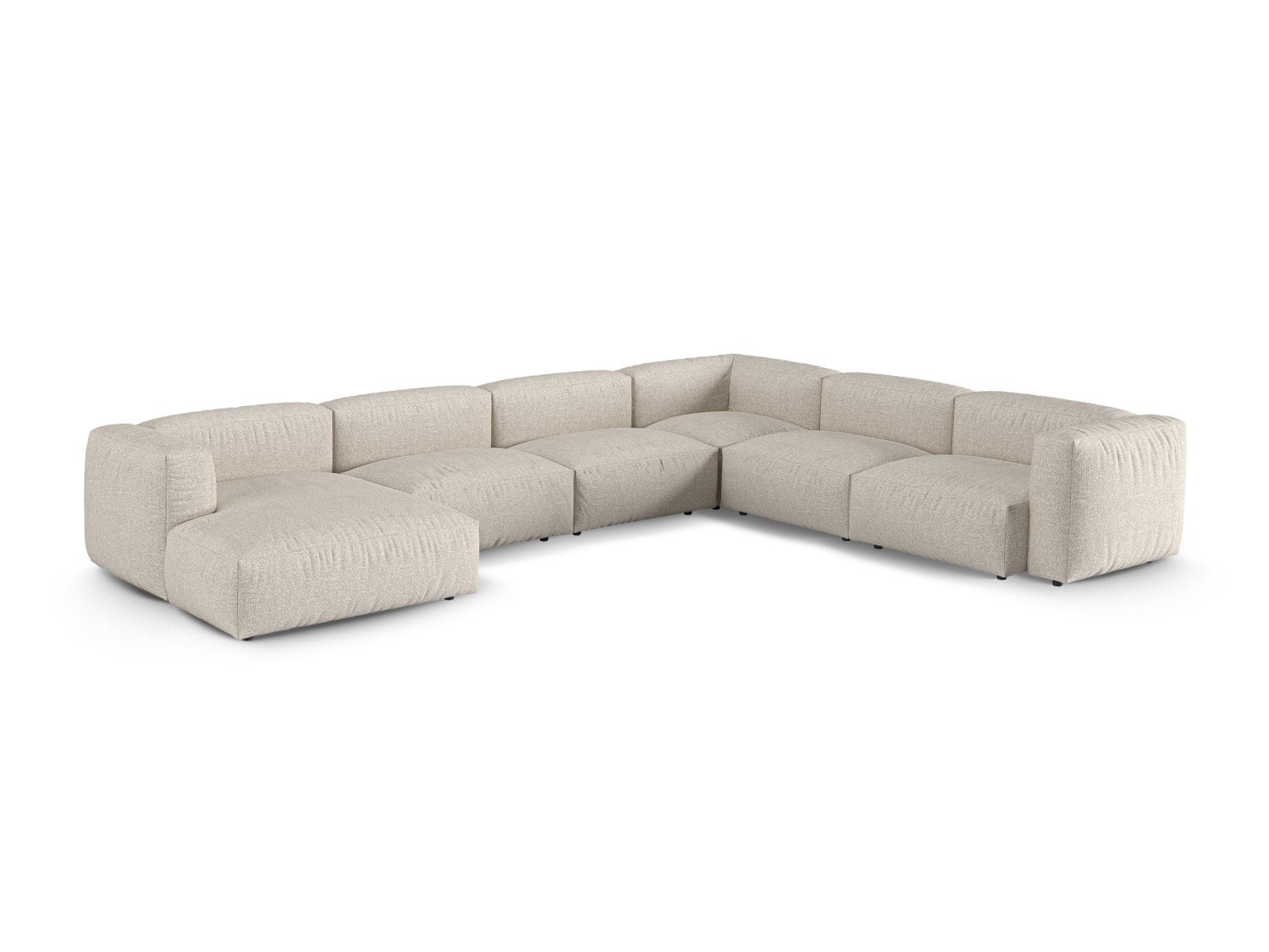 Boucle Modular Right Corner Sofa XL, "Martina", 6 Seats, 420x330x75