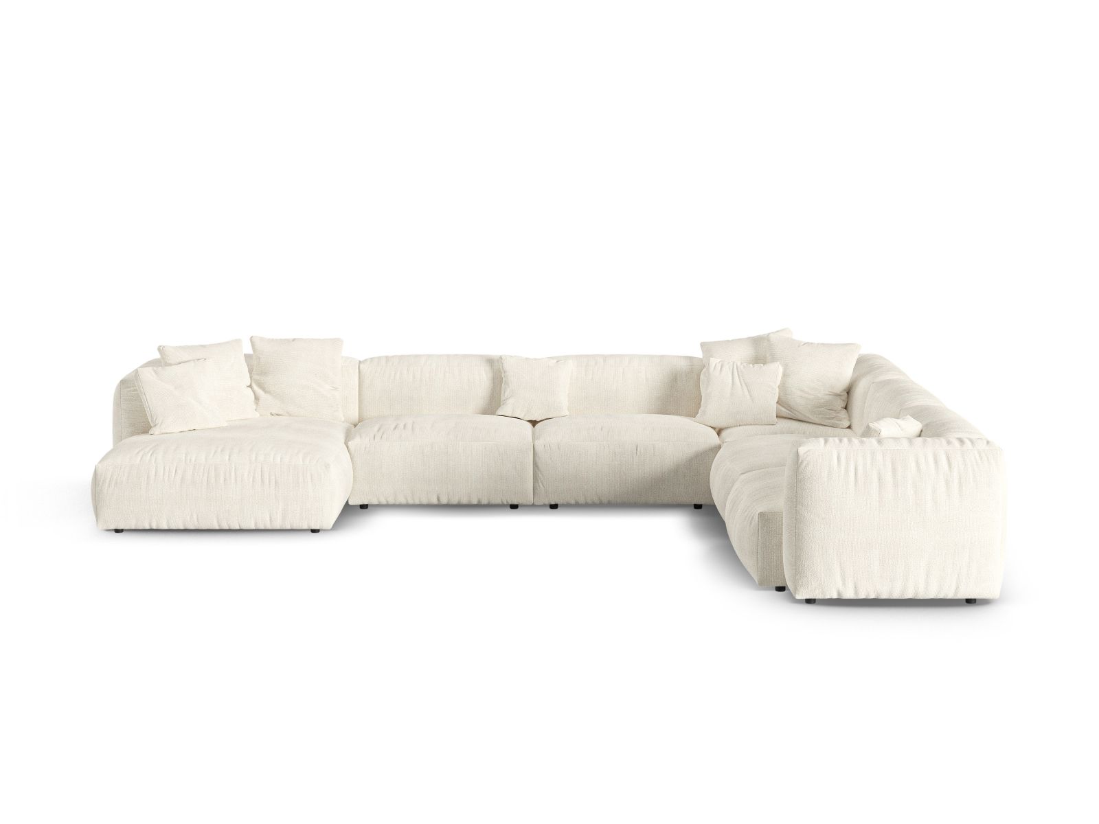 Boucle Modular Right Corner Sofa XL, "Martina", 6 Seats, 420x330x75