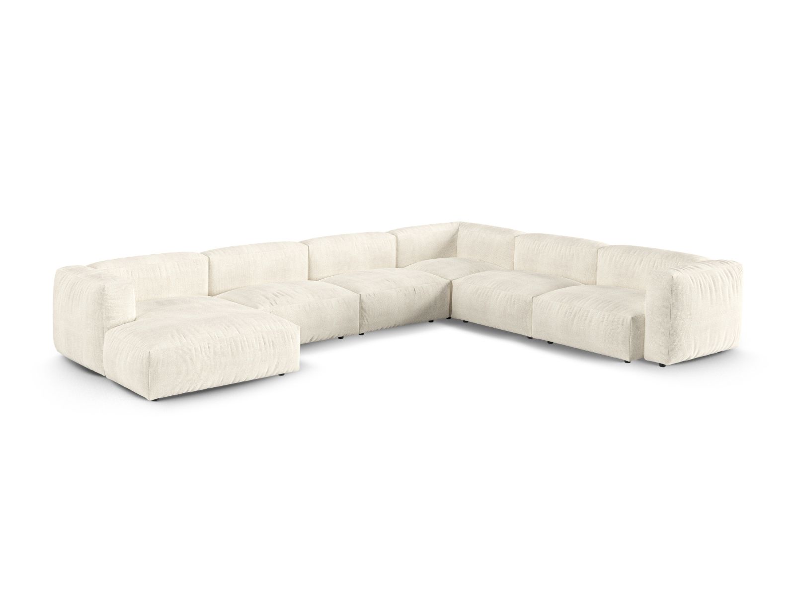 Boucle Modular Right Corner Sofa XL, "Martina", 6 Seats, 420x330x75