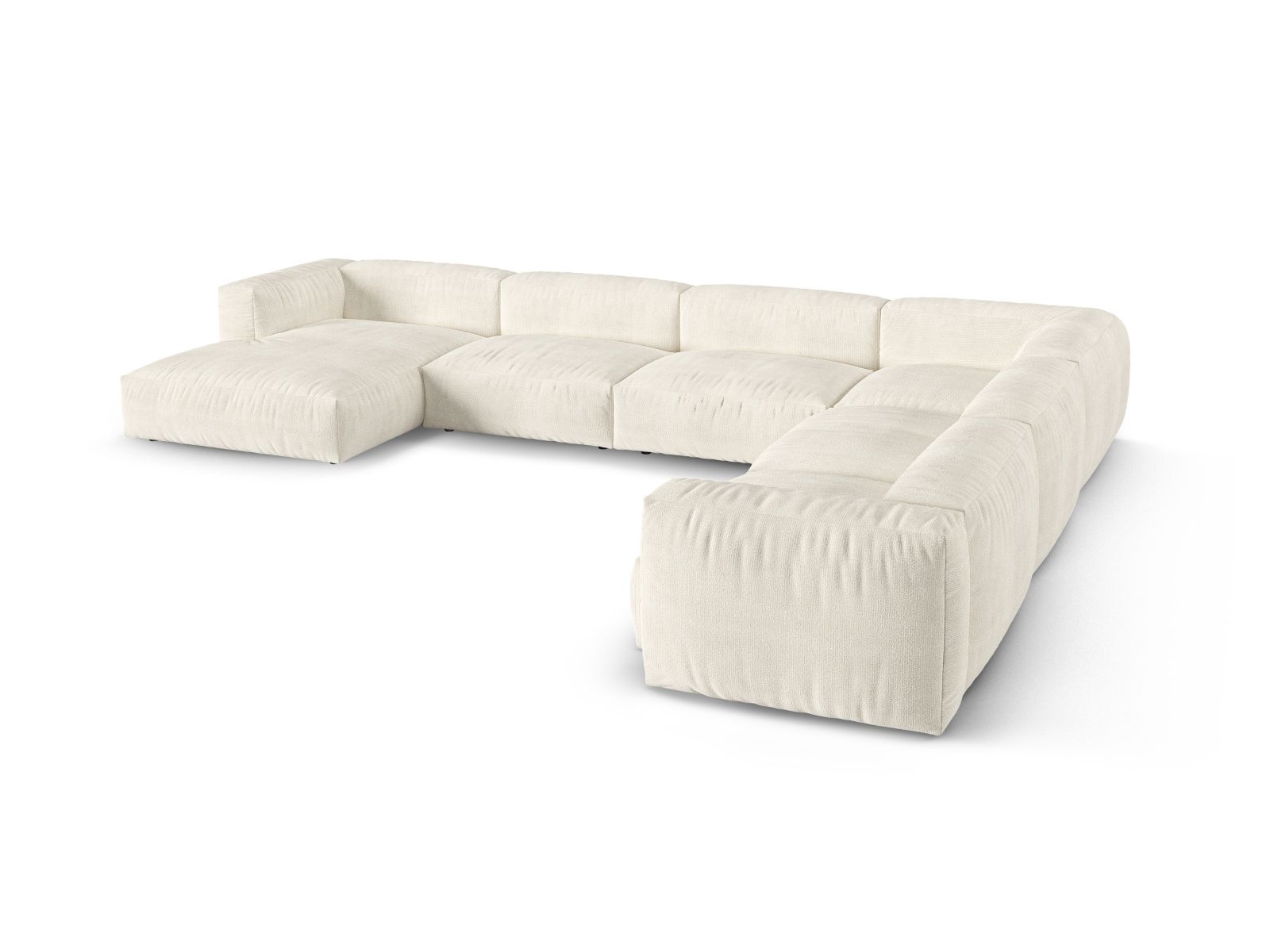 Boucle Modular Right Corner Sofa XL, "Martina", 6 Seats, 420x330x75