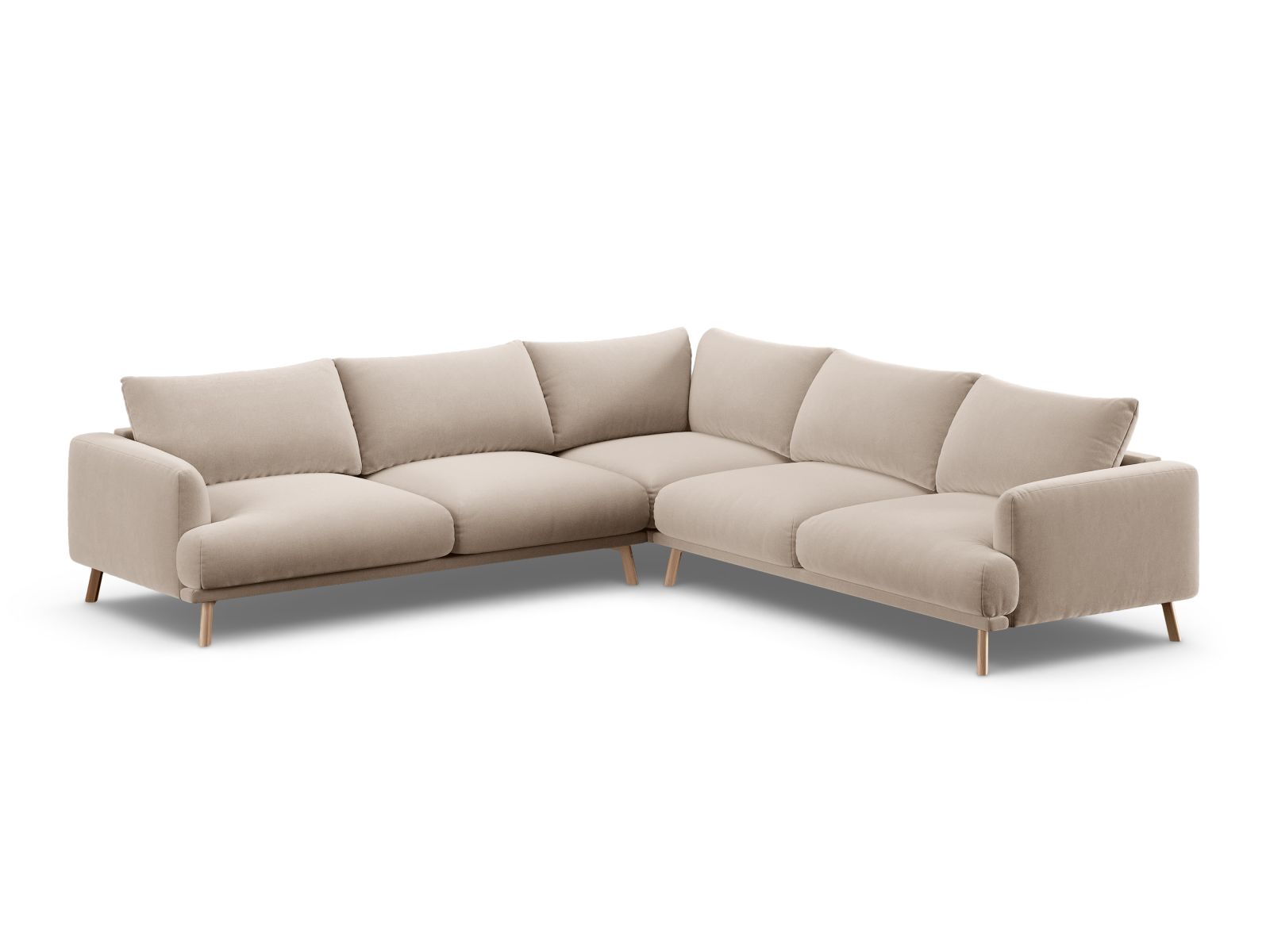 Velvet Symmetrical Corner Sofa, "Naomi", 5 Seats, 280x280x75