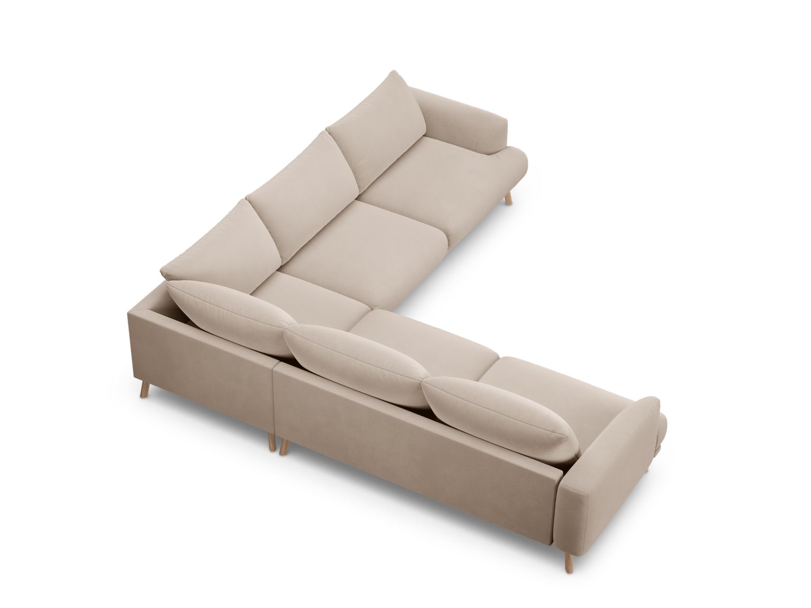 Velvet Symmetrical Corner Sofa, "Naomi", 5 Seats, 280x280x75