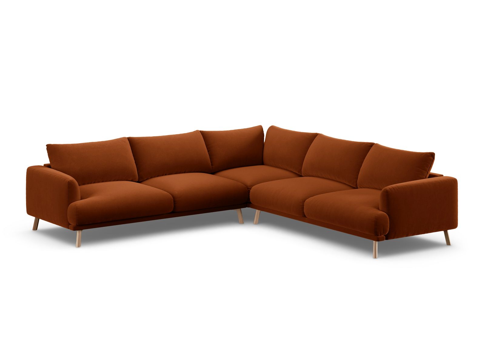 Velvet Symmetrical Corner Sofa, "Naomi", 5 Seats, 280x280x75