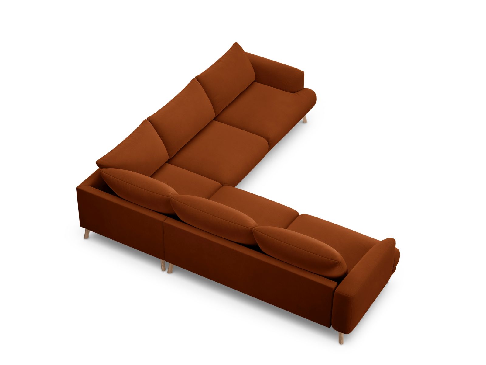 Velvet Symmetrical Corner Sofa, "Naomi", 5 Seats, 280x280x75