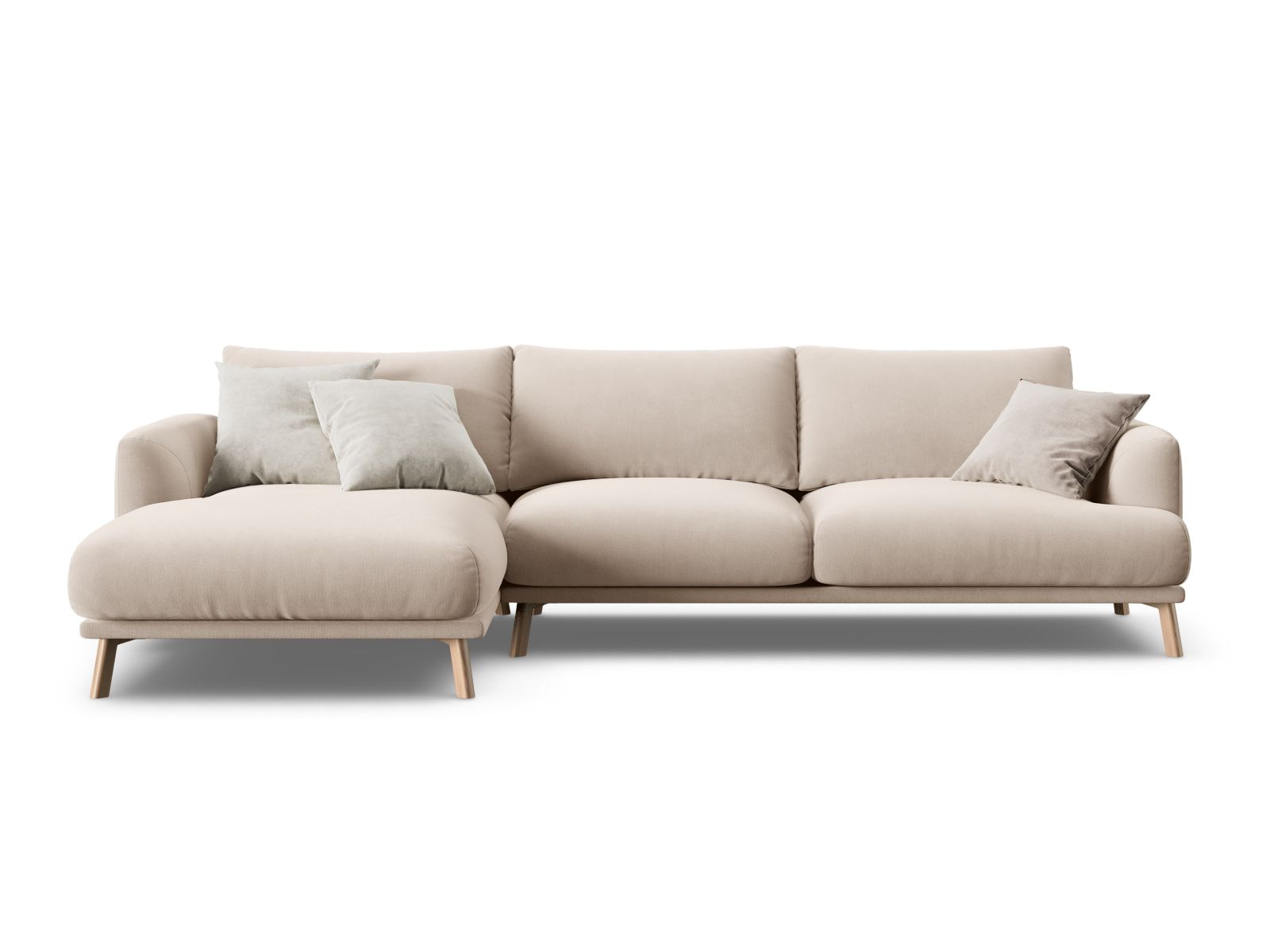 Velvet Left Corner Sofa, "Naomi", 4 Seats, 285x170x75