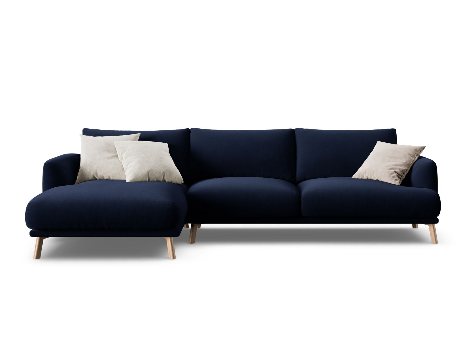 Velvet Left Corner Sofa, "Naomi", 4 Seats, 285x170x75