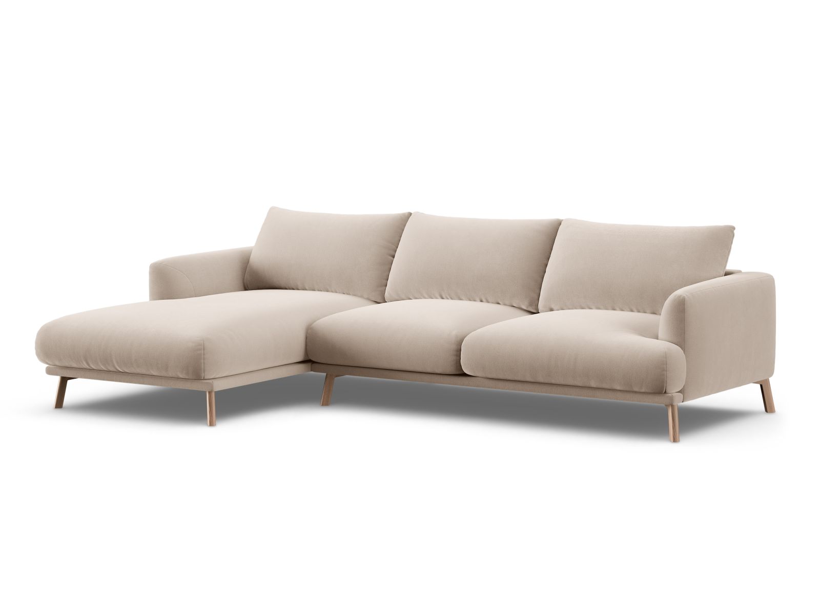 Velvet Left Corner Sofa, "Naomi", 4 Seats, 285x170x75