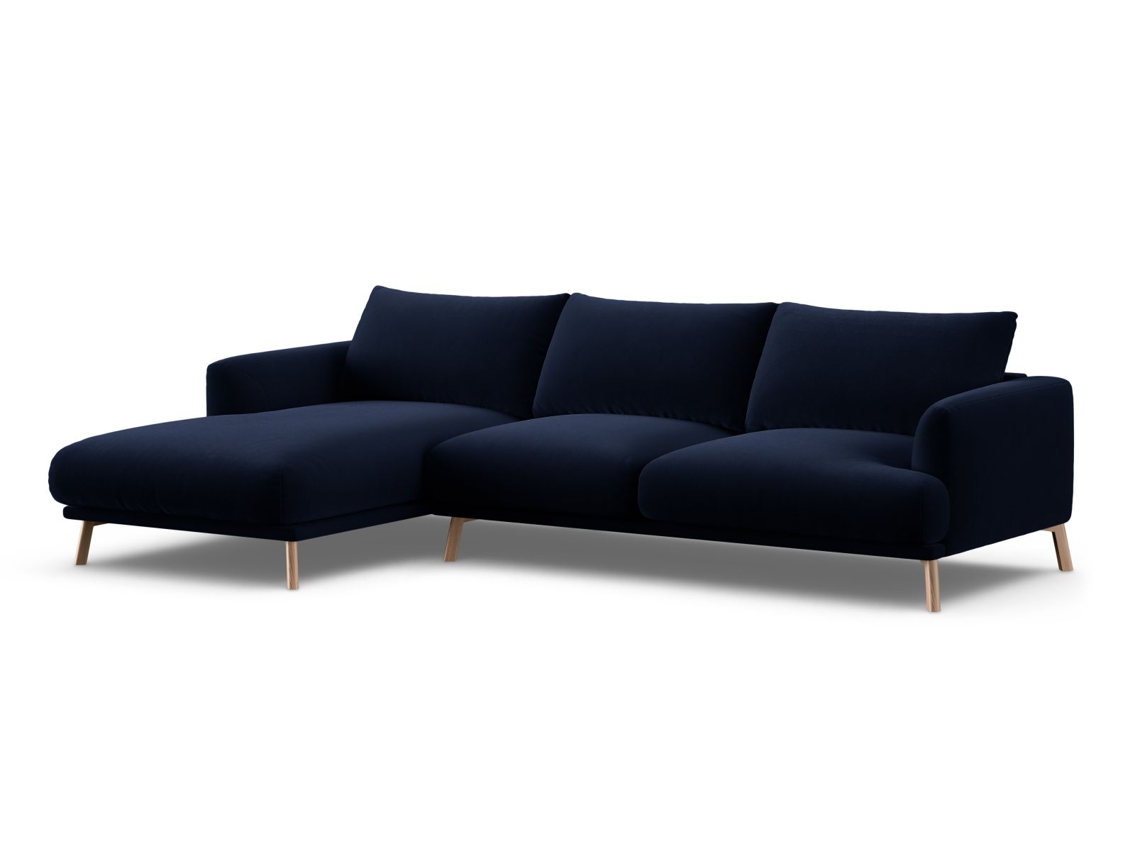 Velvet Left Corner Sofa, "Naomi", 4 Seats, 285x170x75