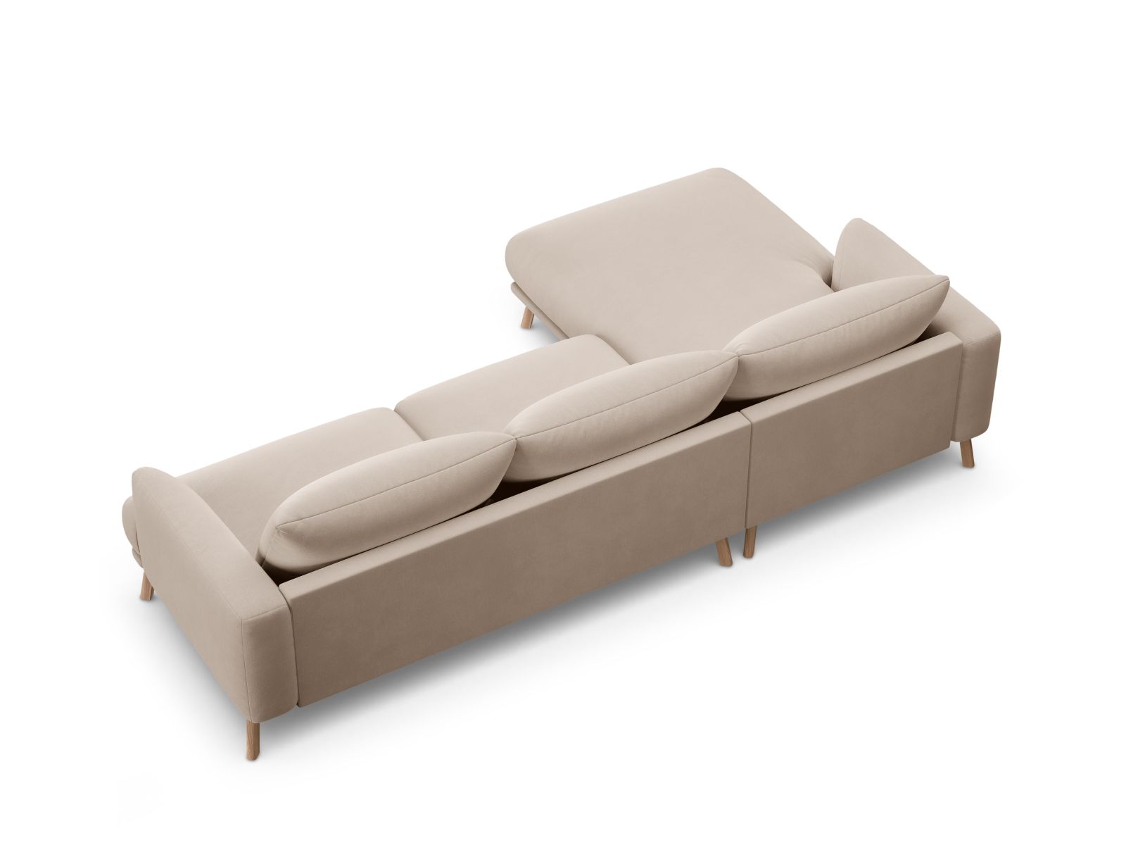 Velvet Left Corner Sofa, "Naomi", 4 Seats, 285x170x75