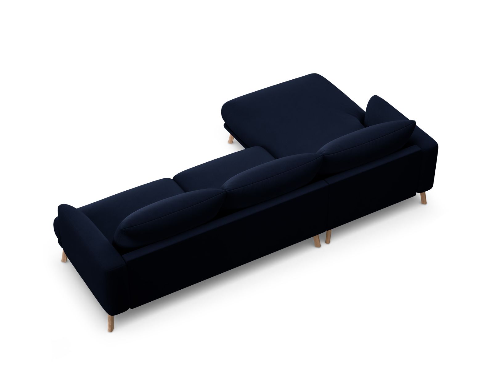 Velvet Left Corner Sofa, "Naomi", 4 Seats, 285x170x75