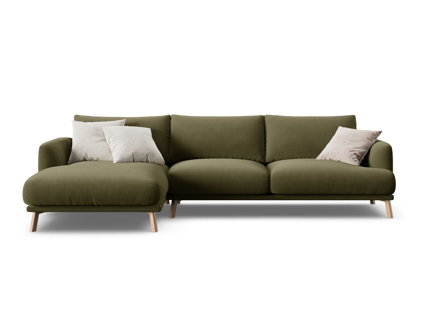 Velvet Left Corner Sofa, "Naomi", 4 Seats, 285x170x75